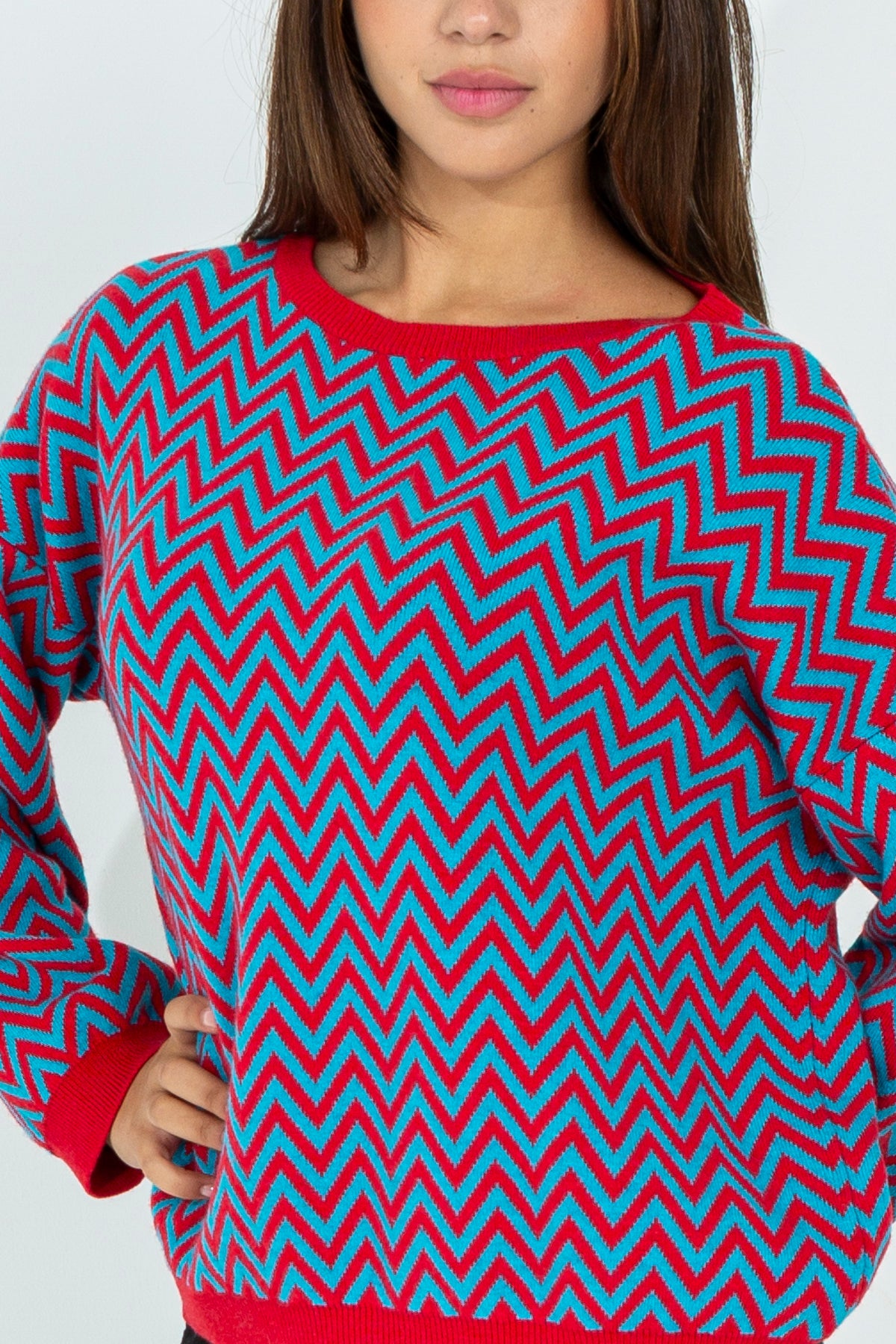 Chevron pattern wool sweater