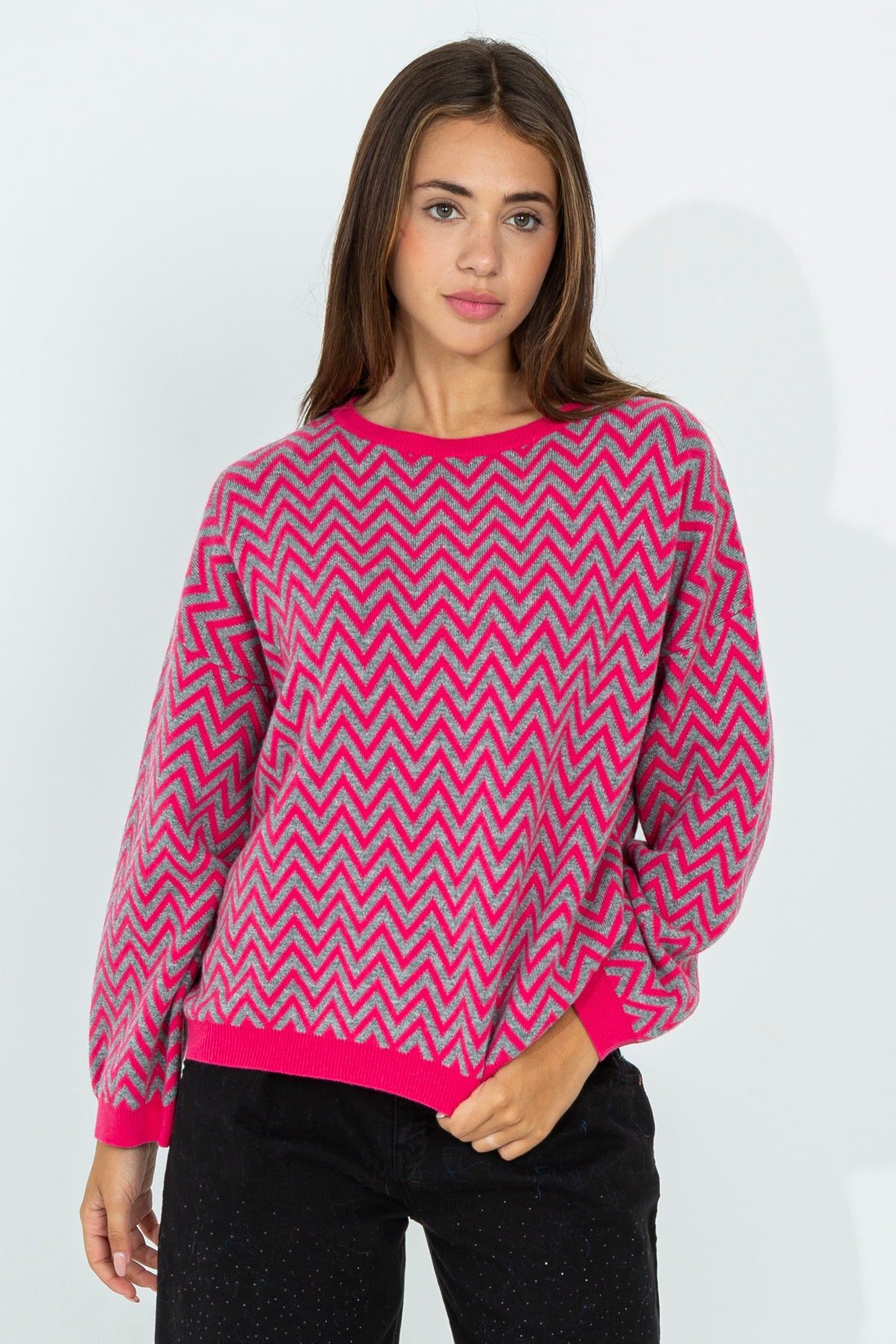 Chevron pattern wool sweater