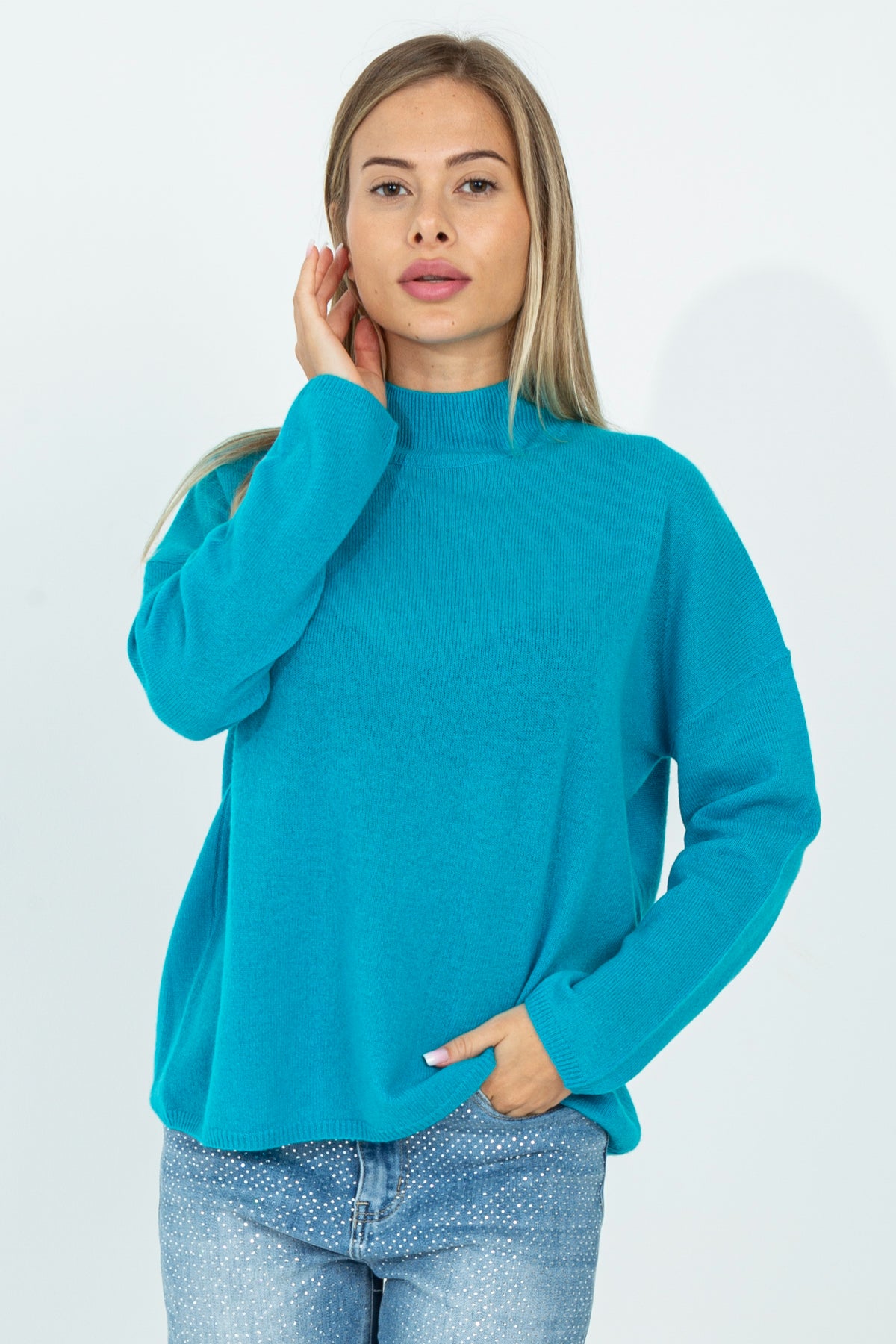 Maglia a mezzo collo in cashmere