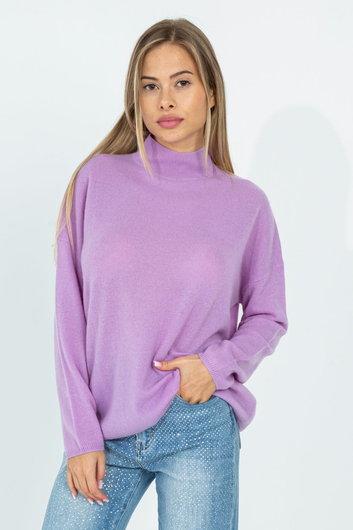 Maglia a mezzo collo in cashmere