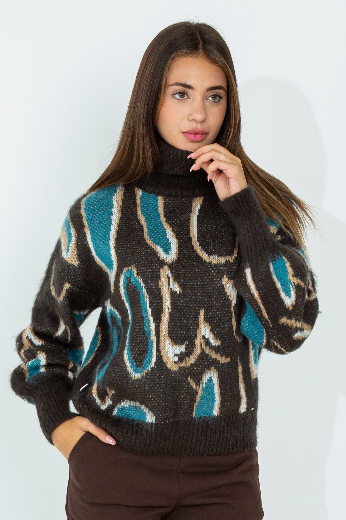 High neck wool sweater