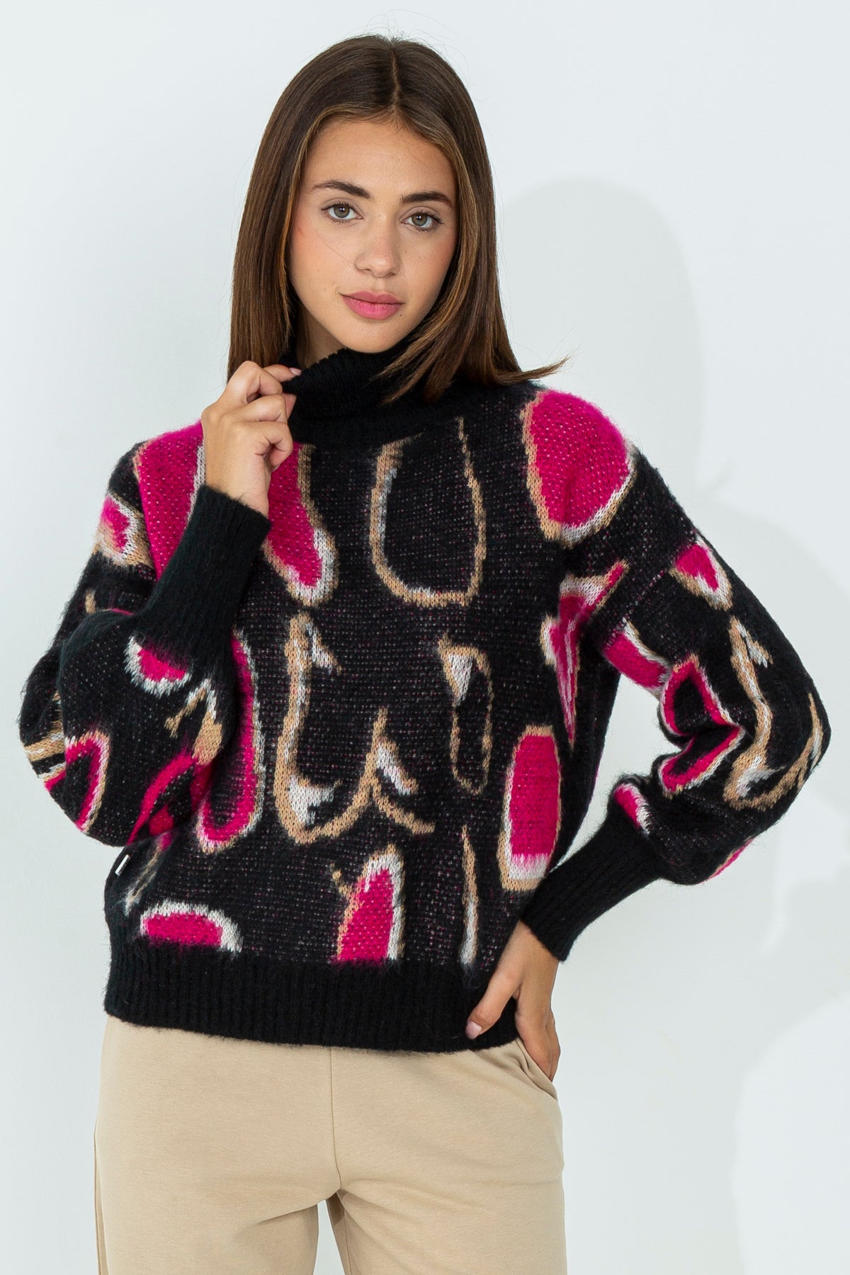 High neck wool sweater