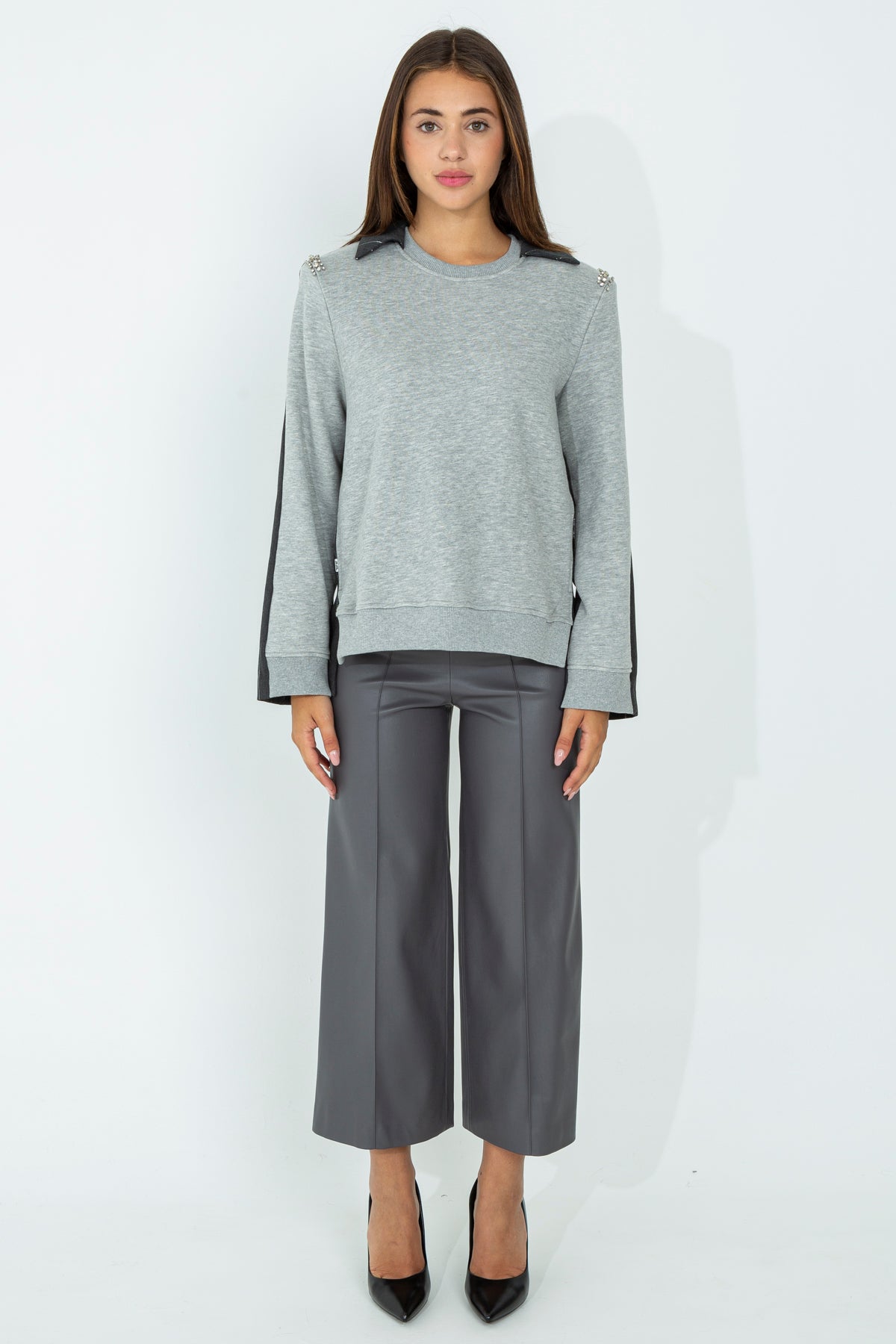 Palazzo trousers in eco leather