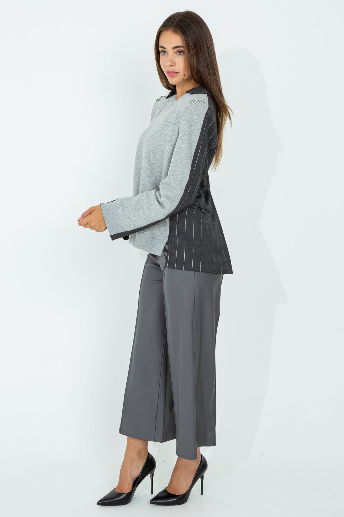 Palazzo trousers in eco leather