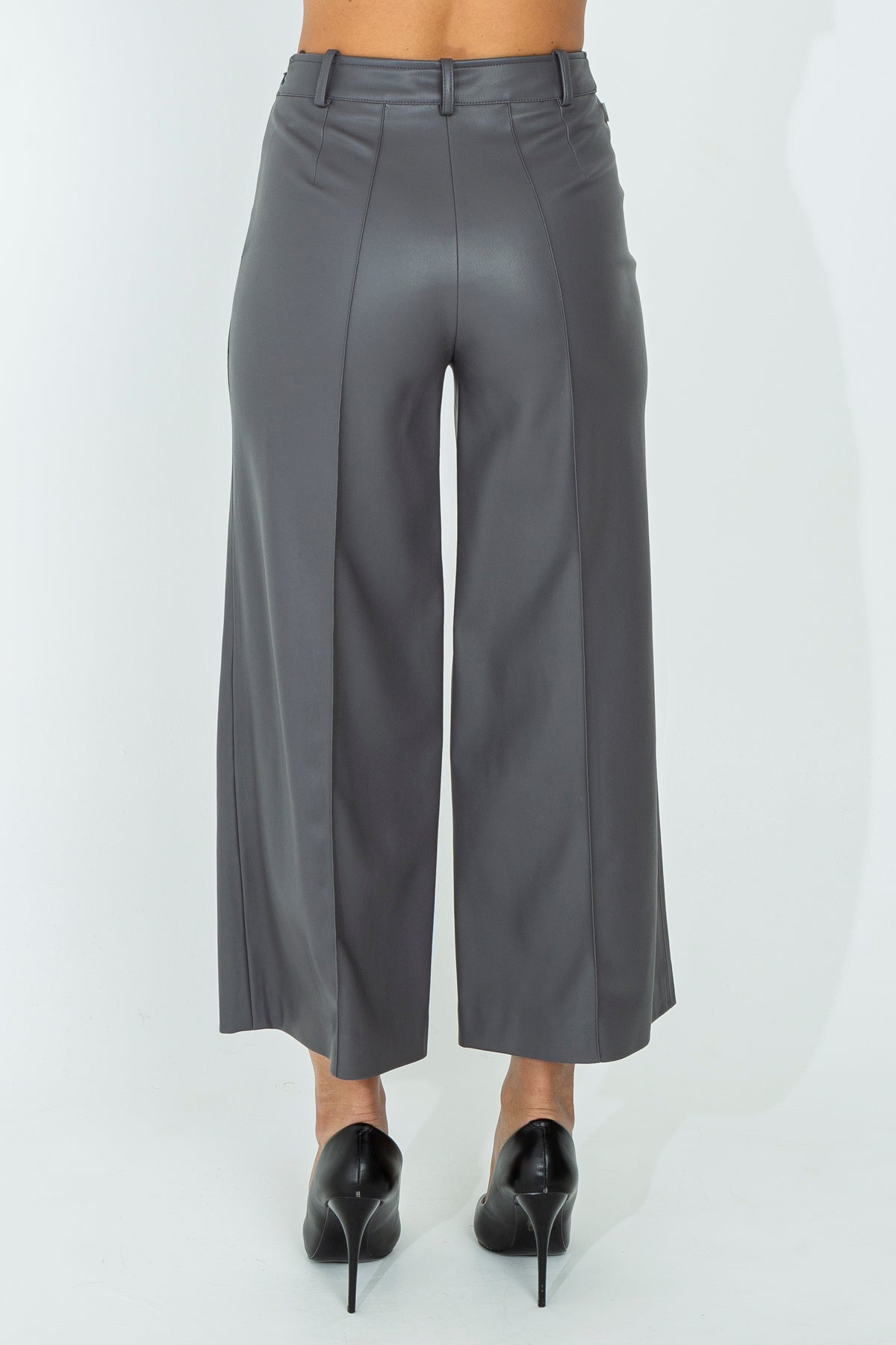 Palazzo trousers in eco leather