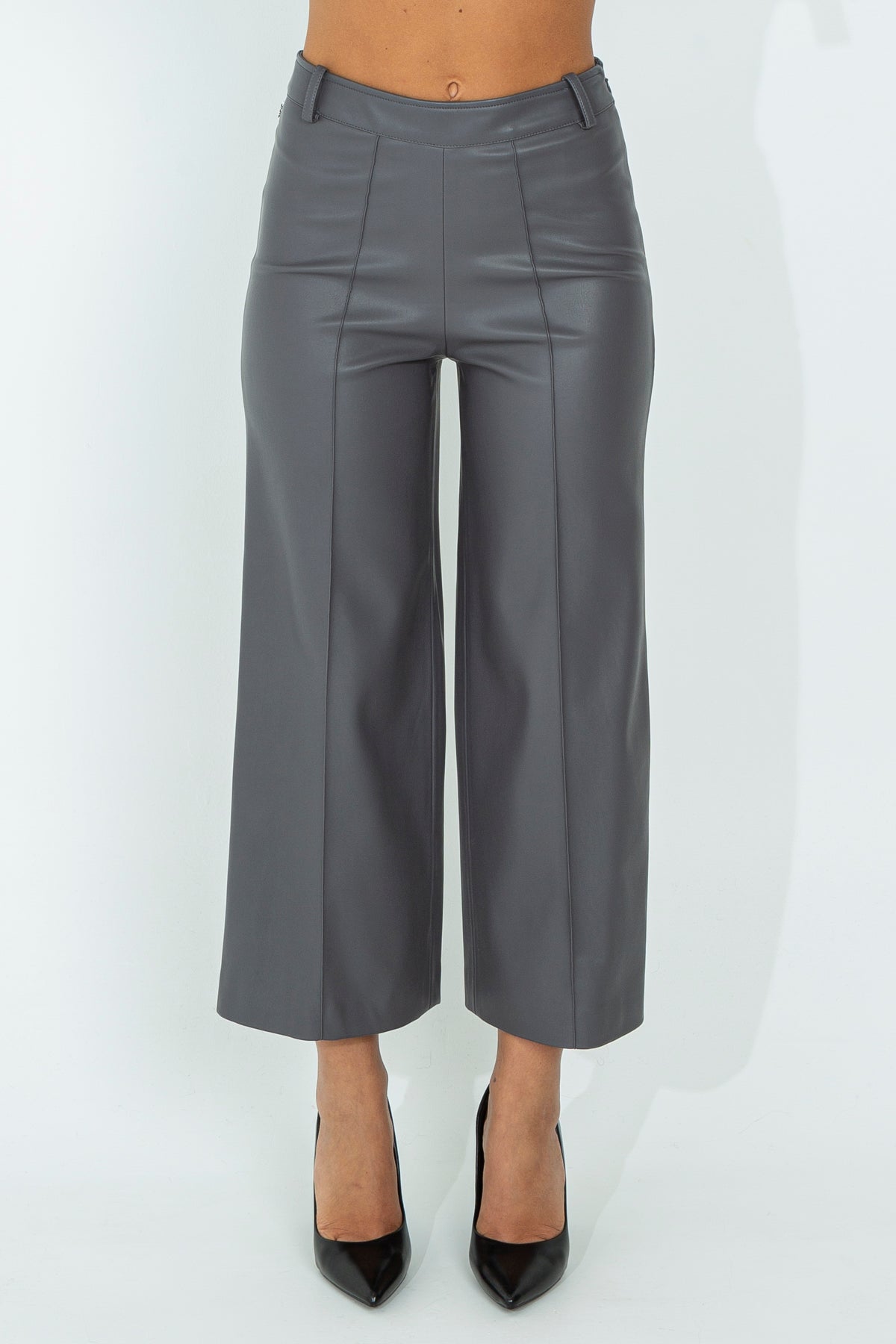 Palazzo trousers in eco leather