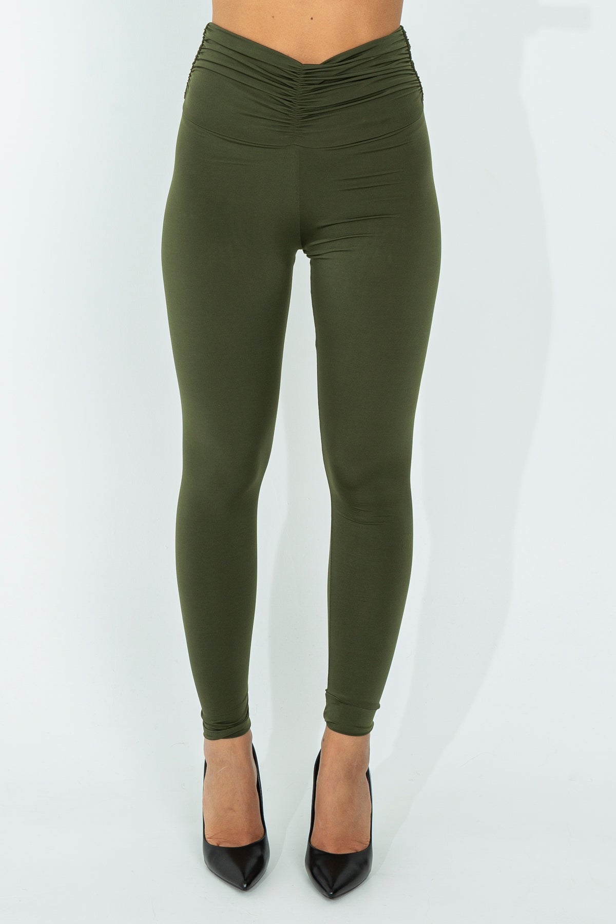 Leggings with gathered waist