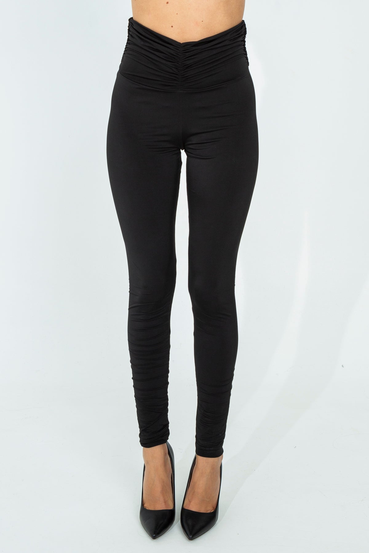 Leggings with gathered waist