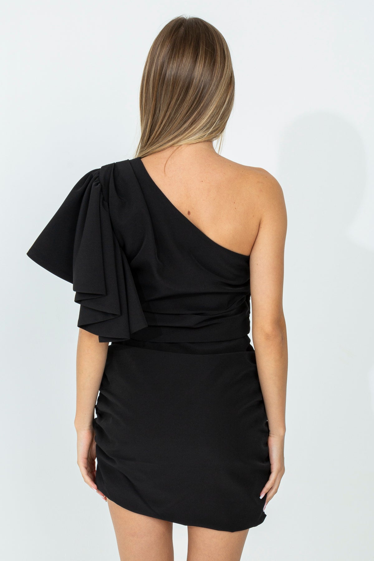 Draped one shoulder dress