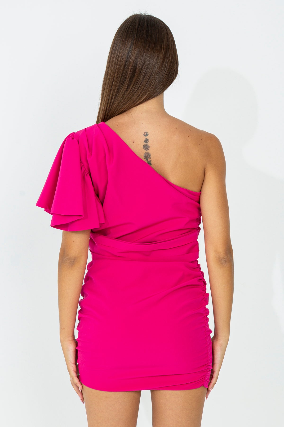 Draped one shoulder dress