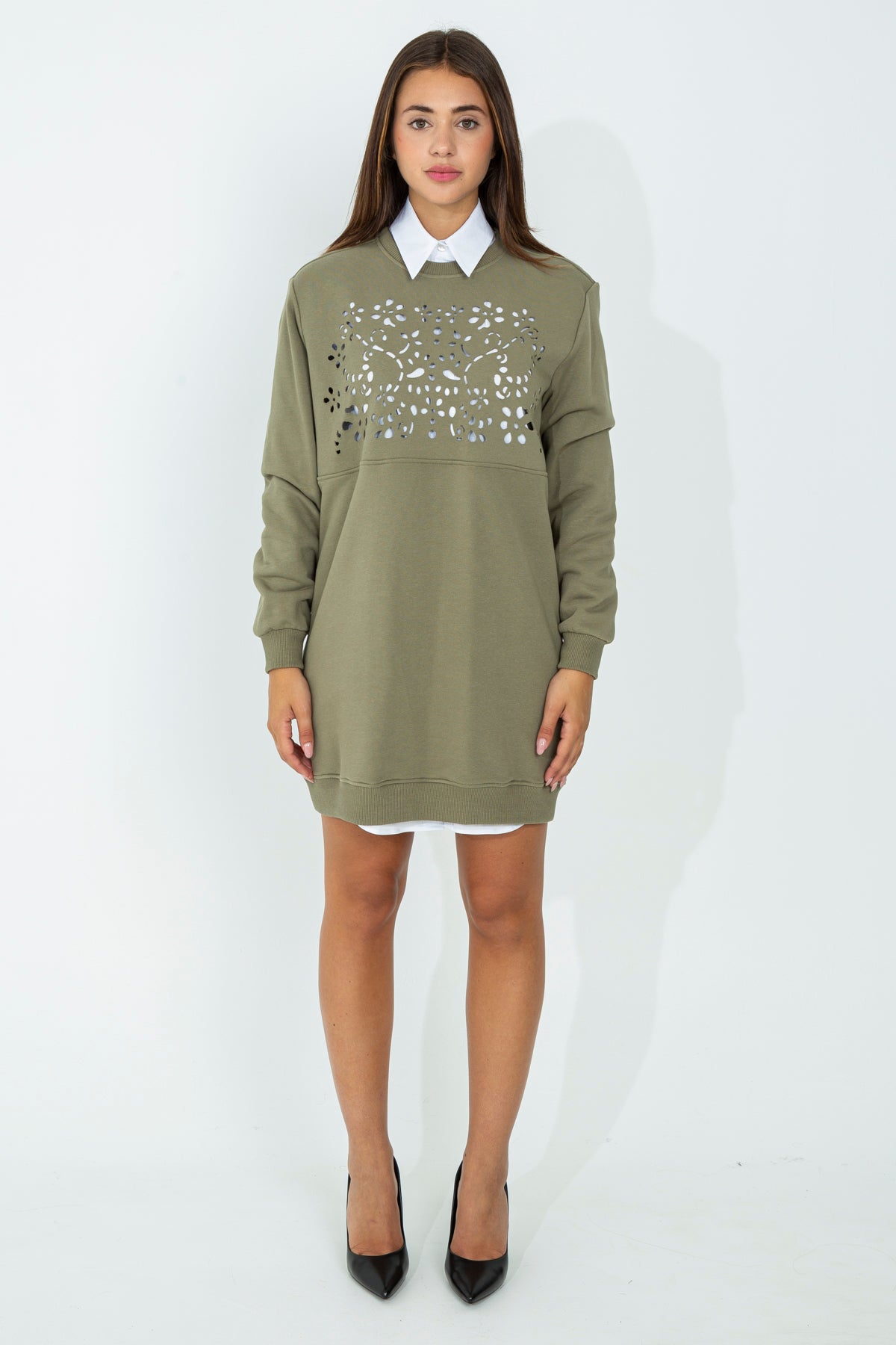 Sweatshirt dress in double look