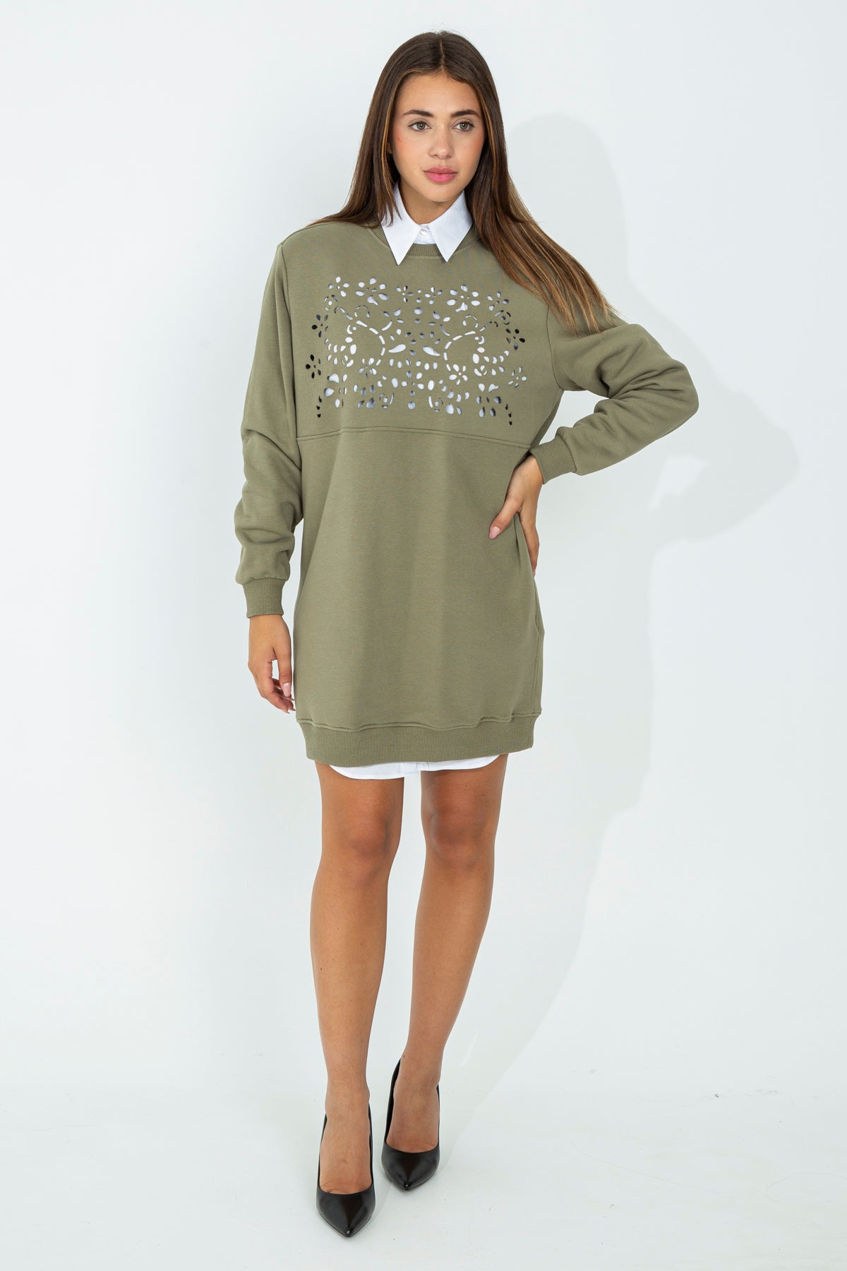 Sweatshirt dress in double look