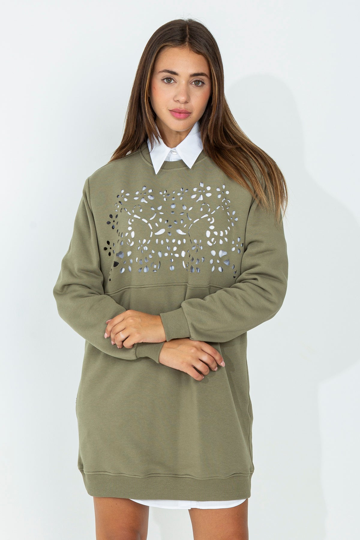 Sweatshirt dress in double look