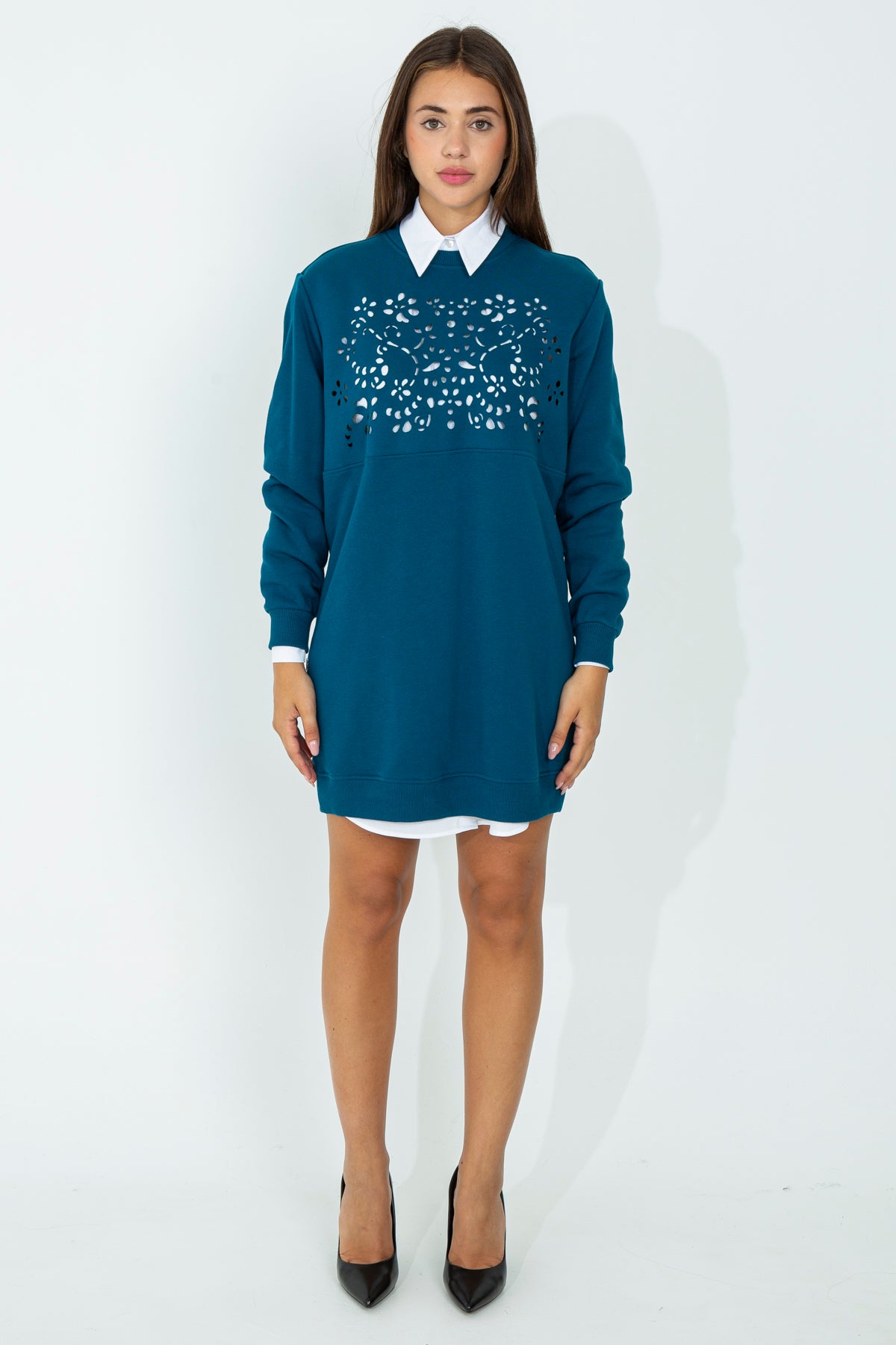 Sweatshirt dress in double look