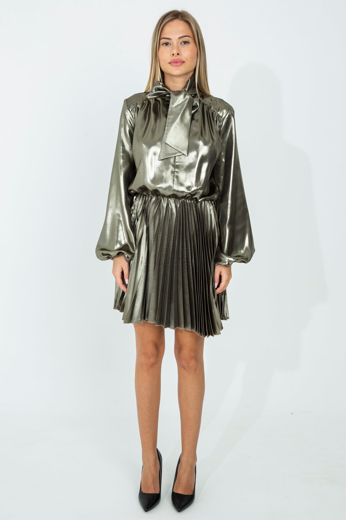 Metallic Skater Dress