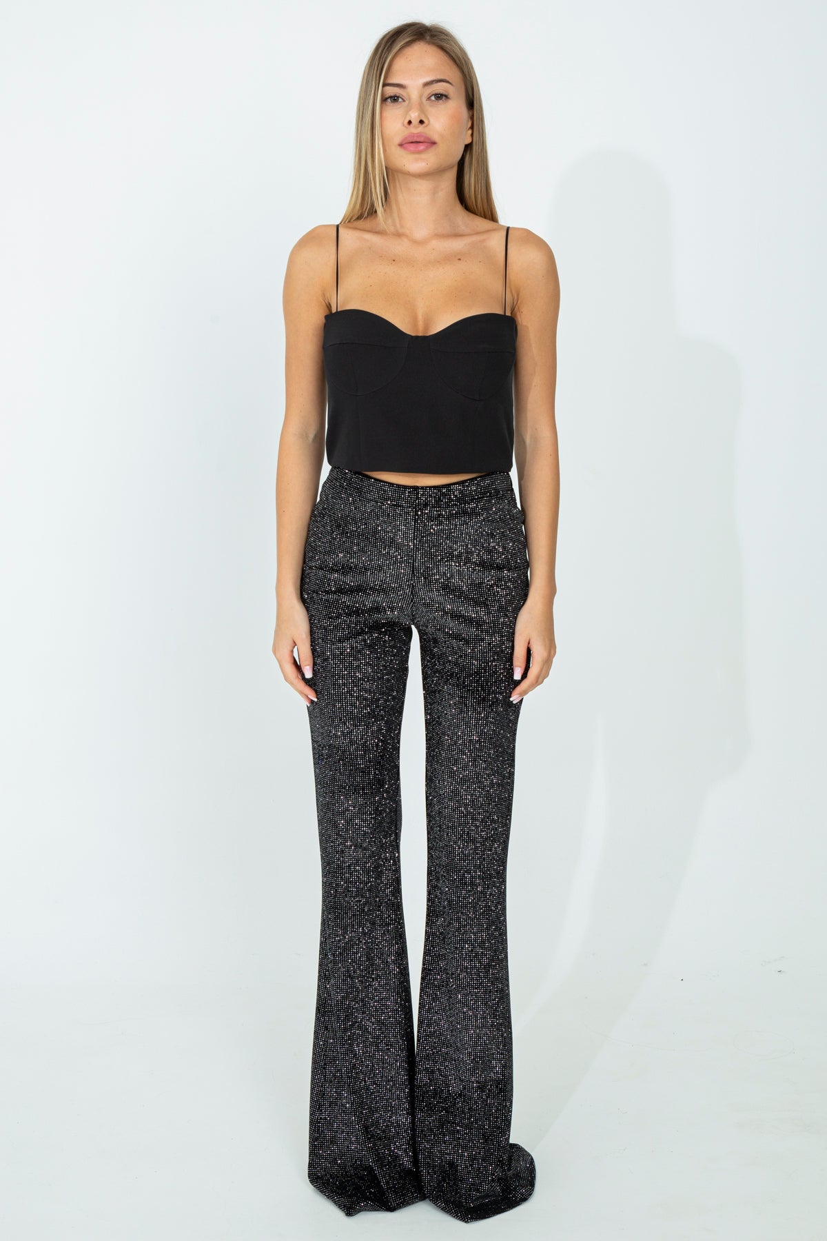 Glitter flared trousers