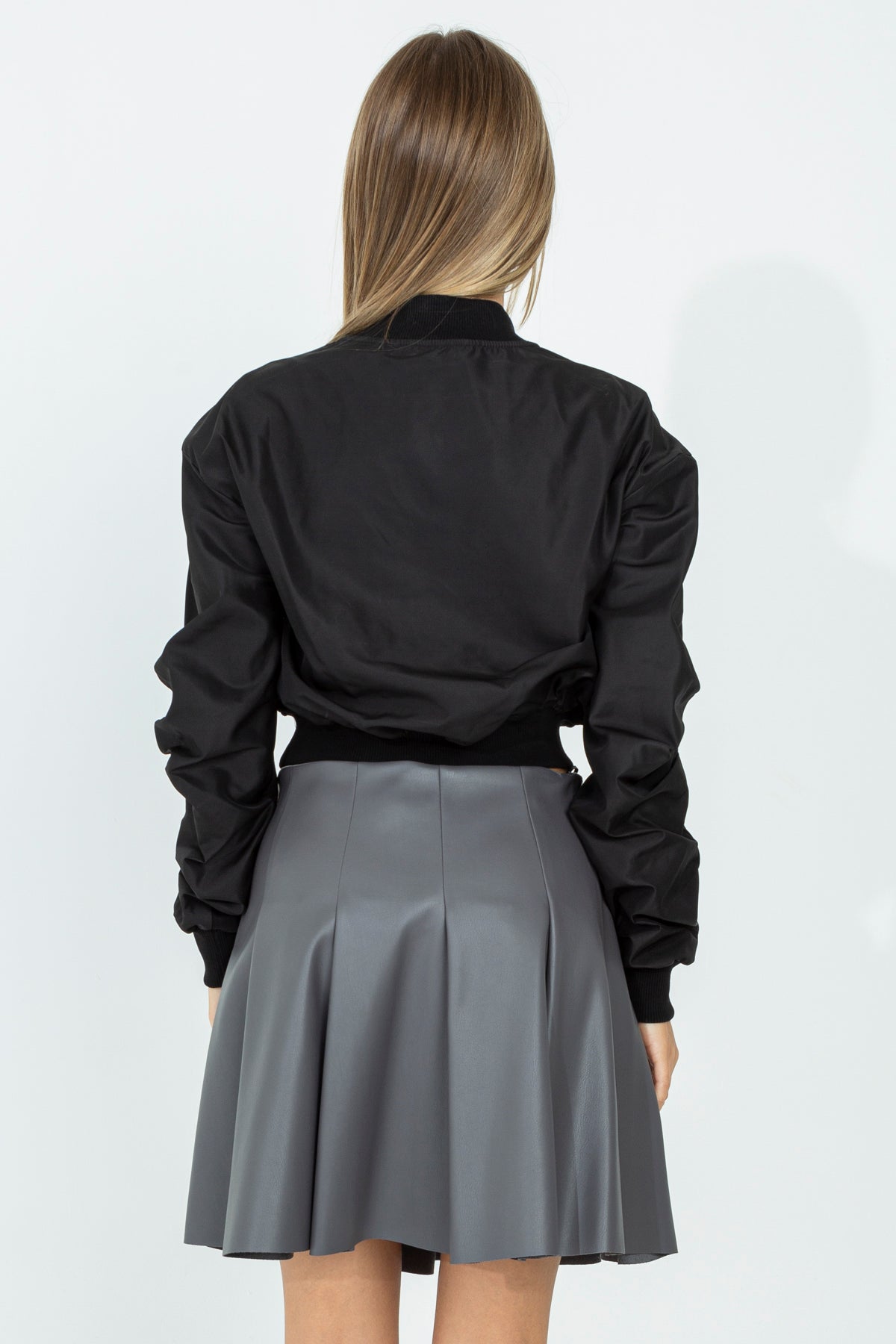 Faux leather pleated skirt