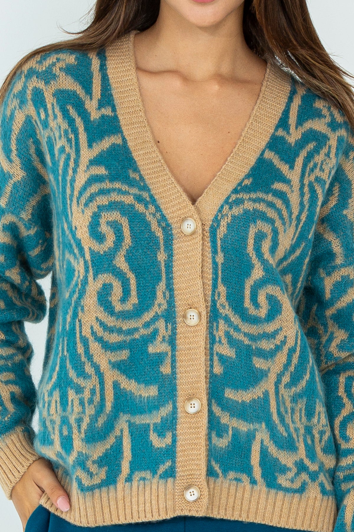 Damask pattern cardigan