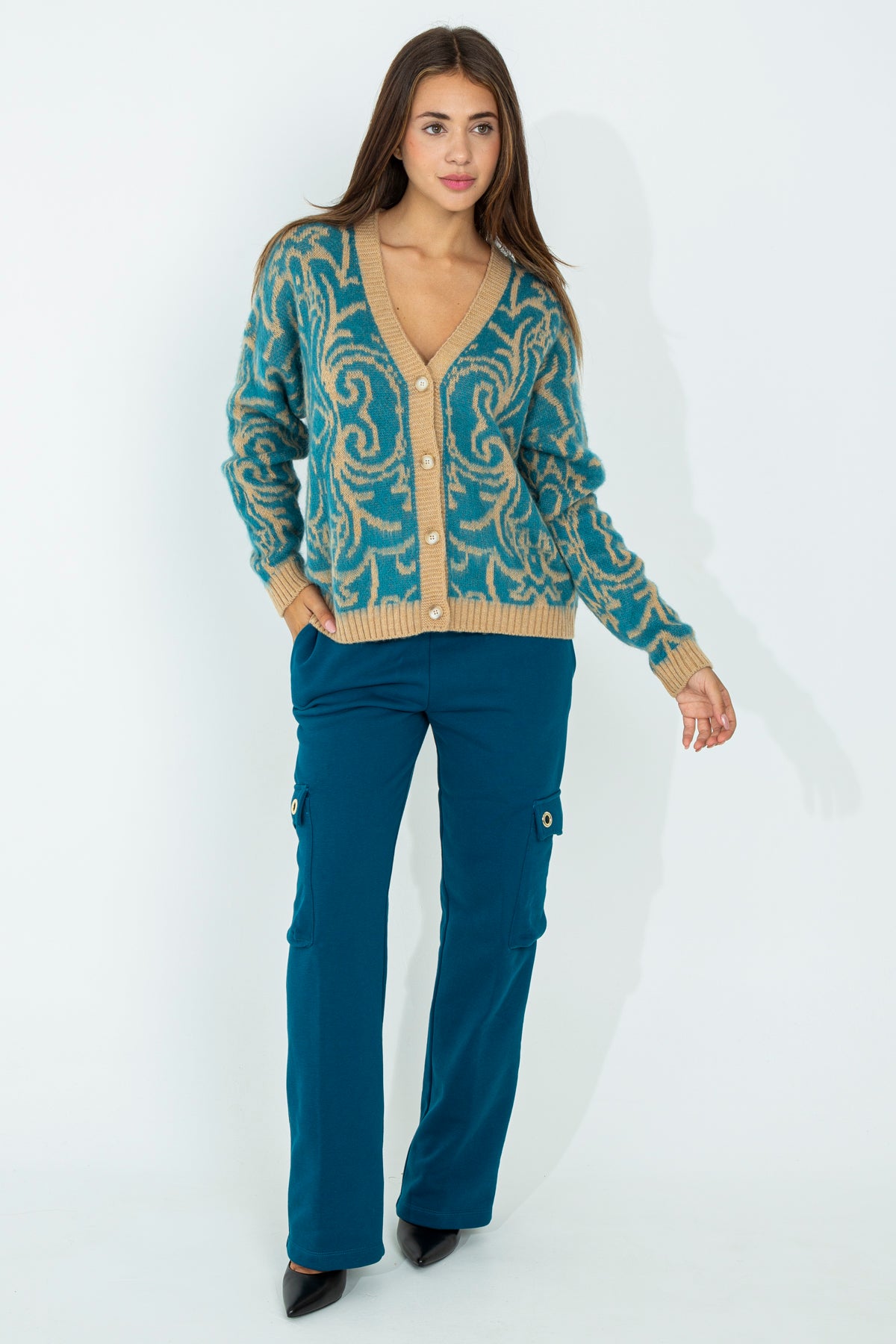 Damask pattern cardigan