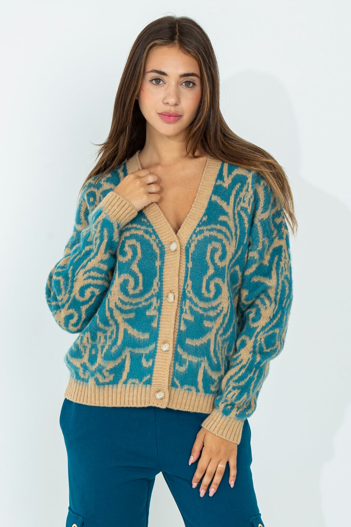 Damask pattern cardigan