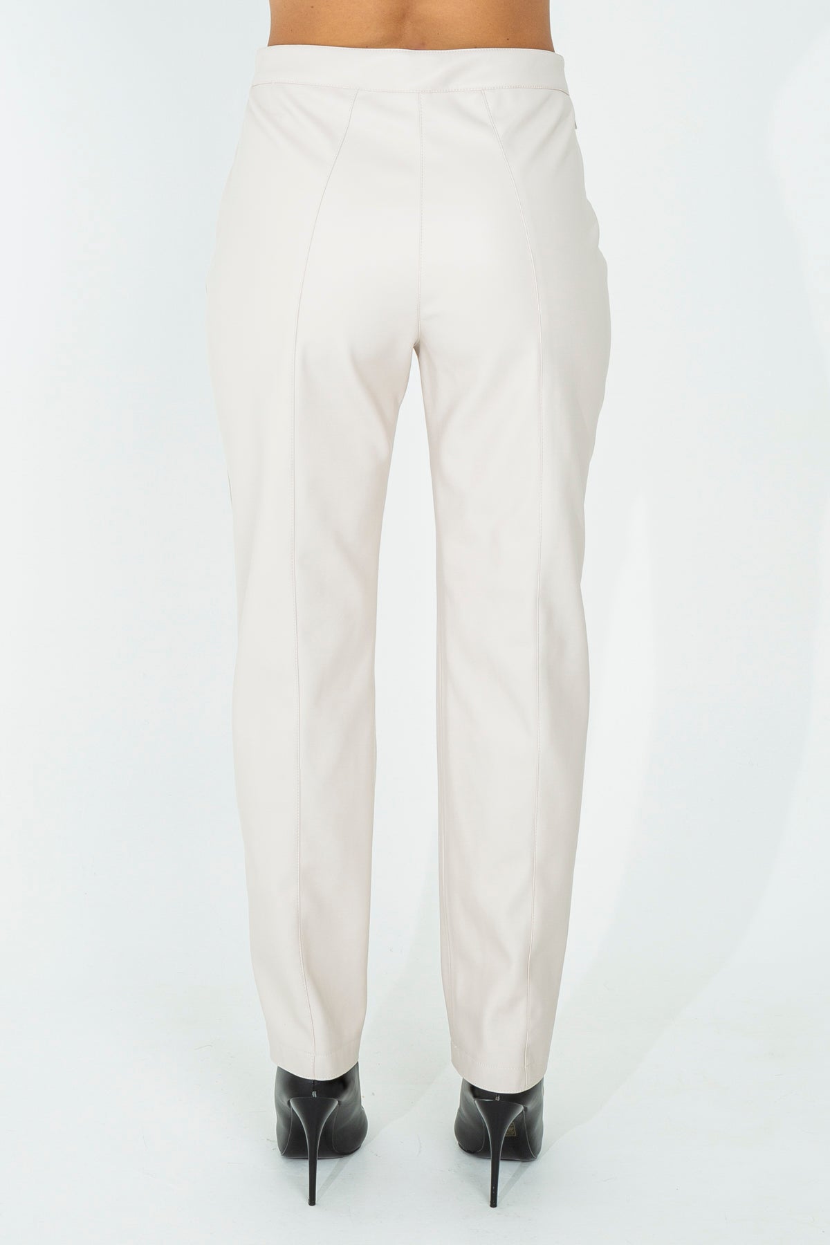 Faux leather straight leg trousers