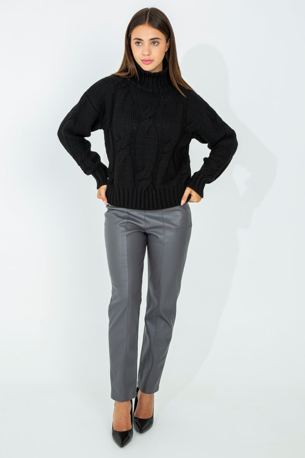 High neck wool sweater