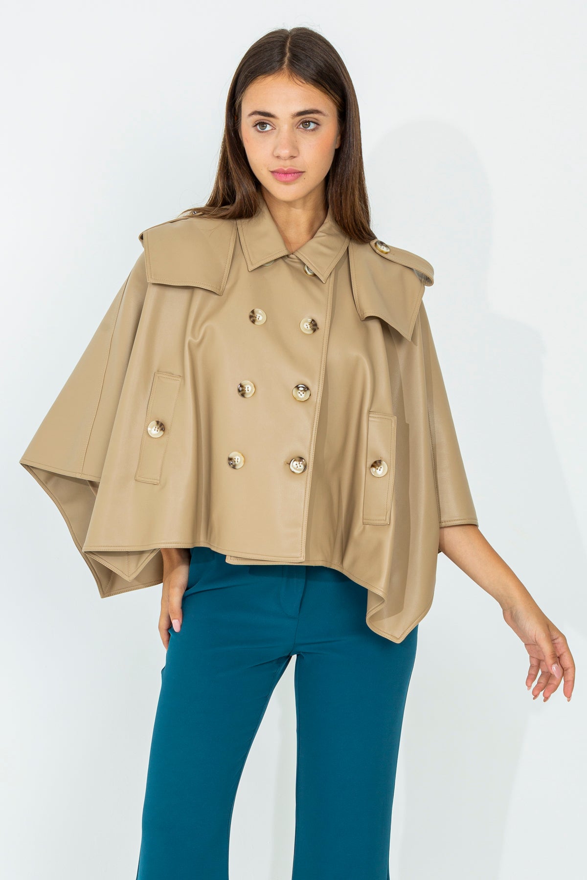 Faux leather cape