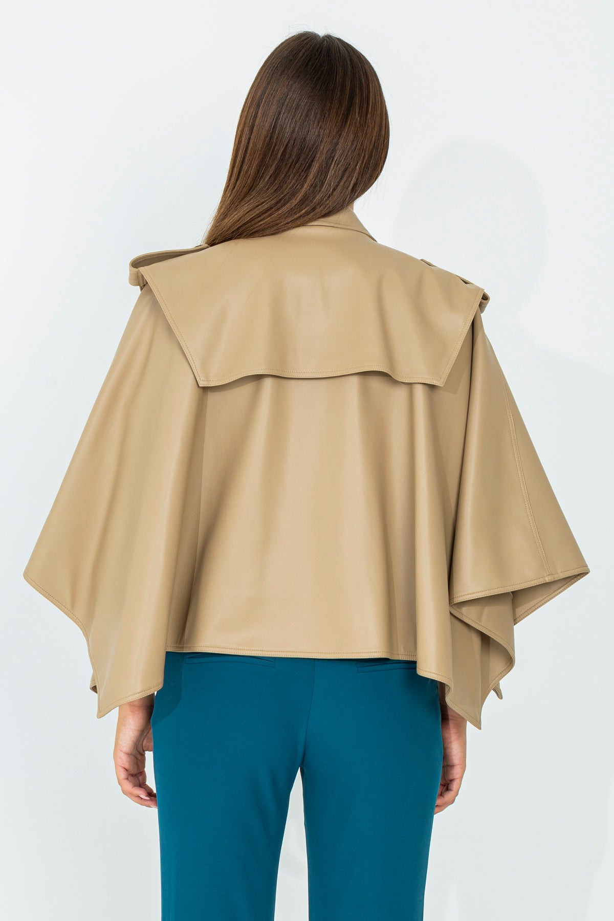 Faux leather cape