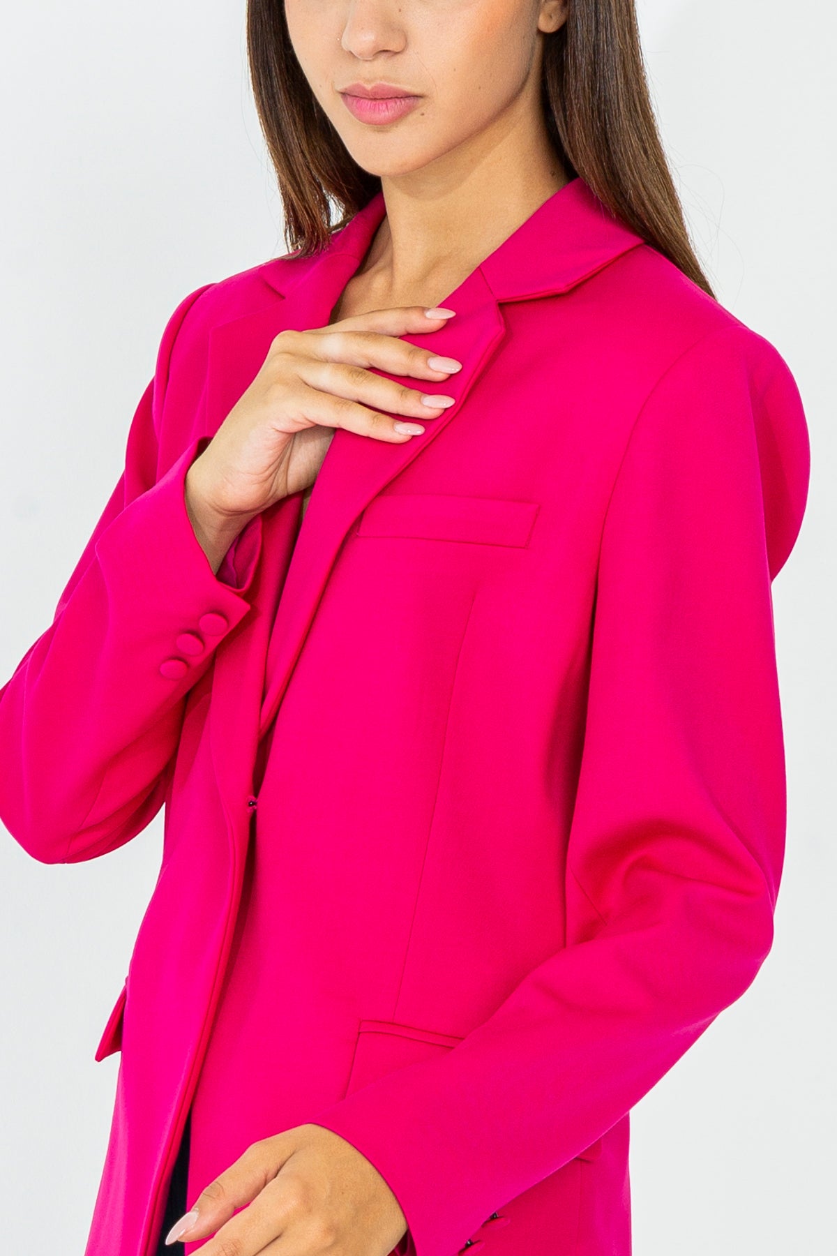 Single-breasted long jacket in solid color