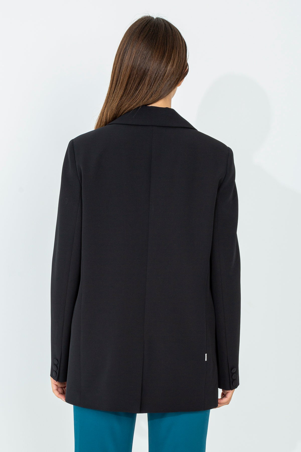 Single-breasted long jacket in solid color