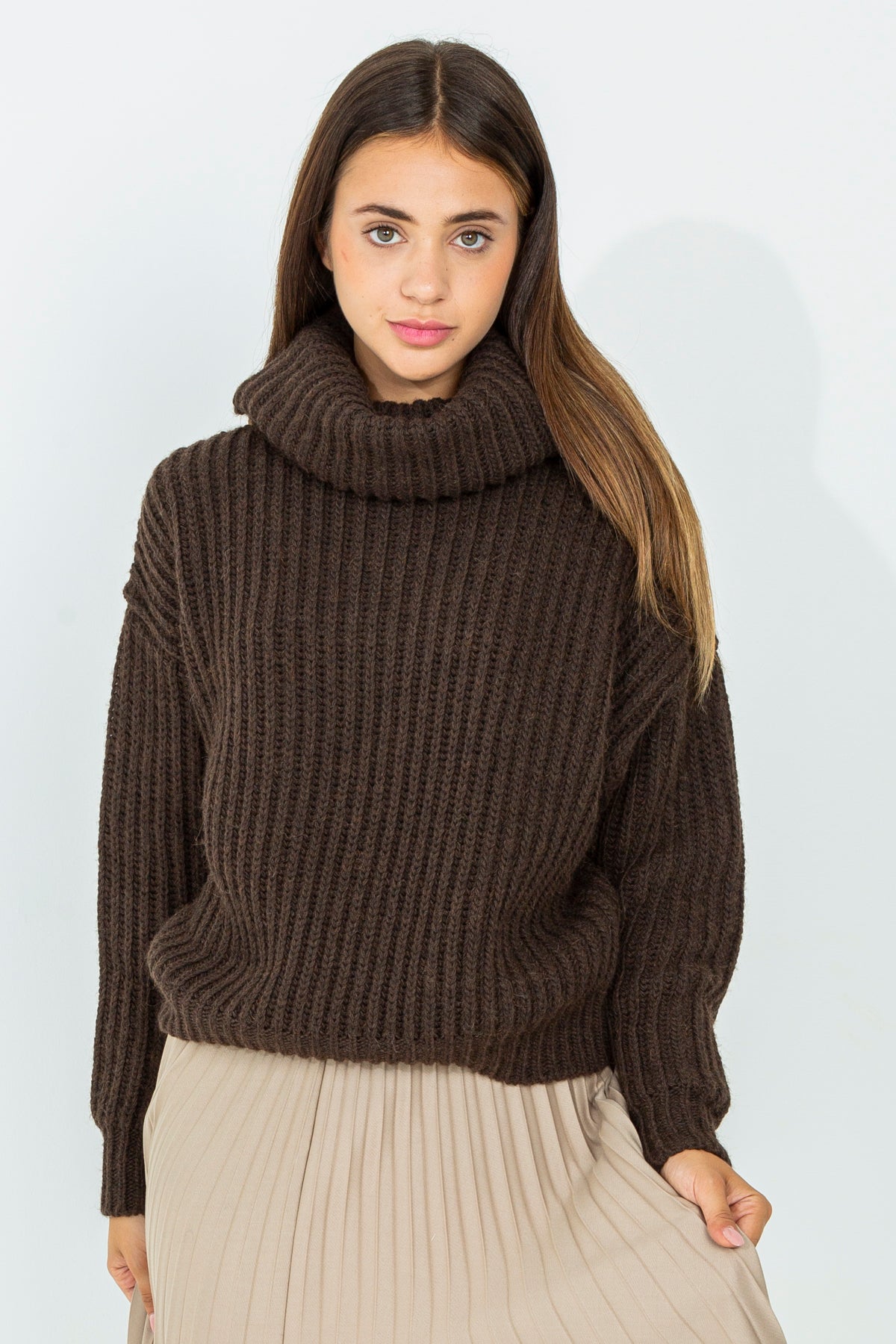 Solid color wool sweater