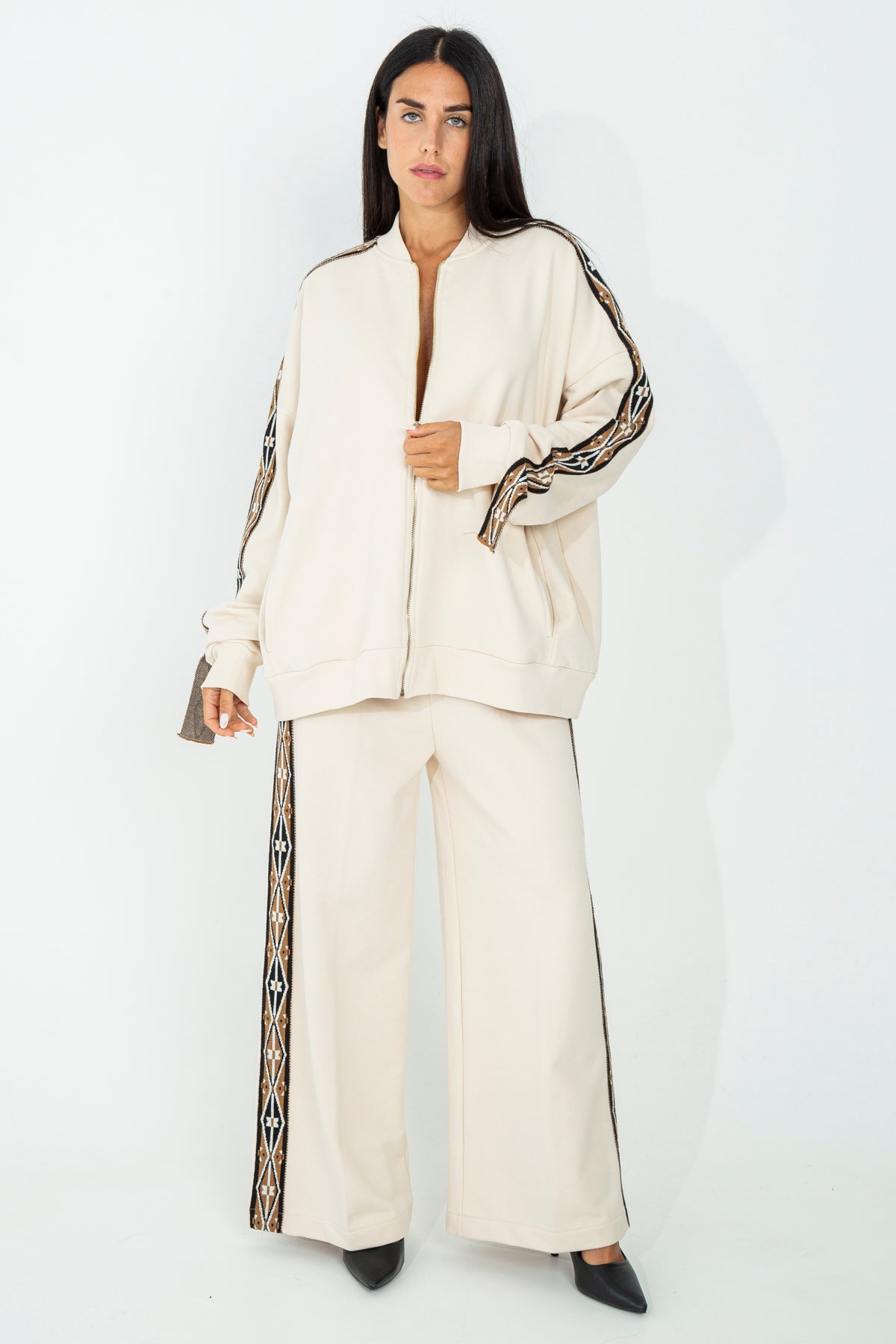 Palazzo tracksuit trousers with Aztec profile