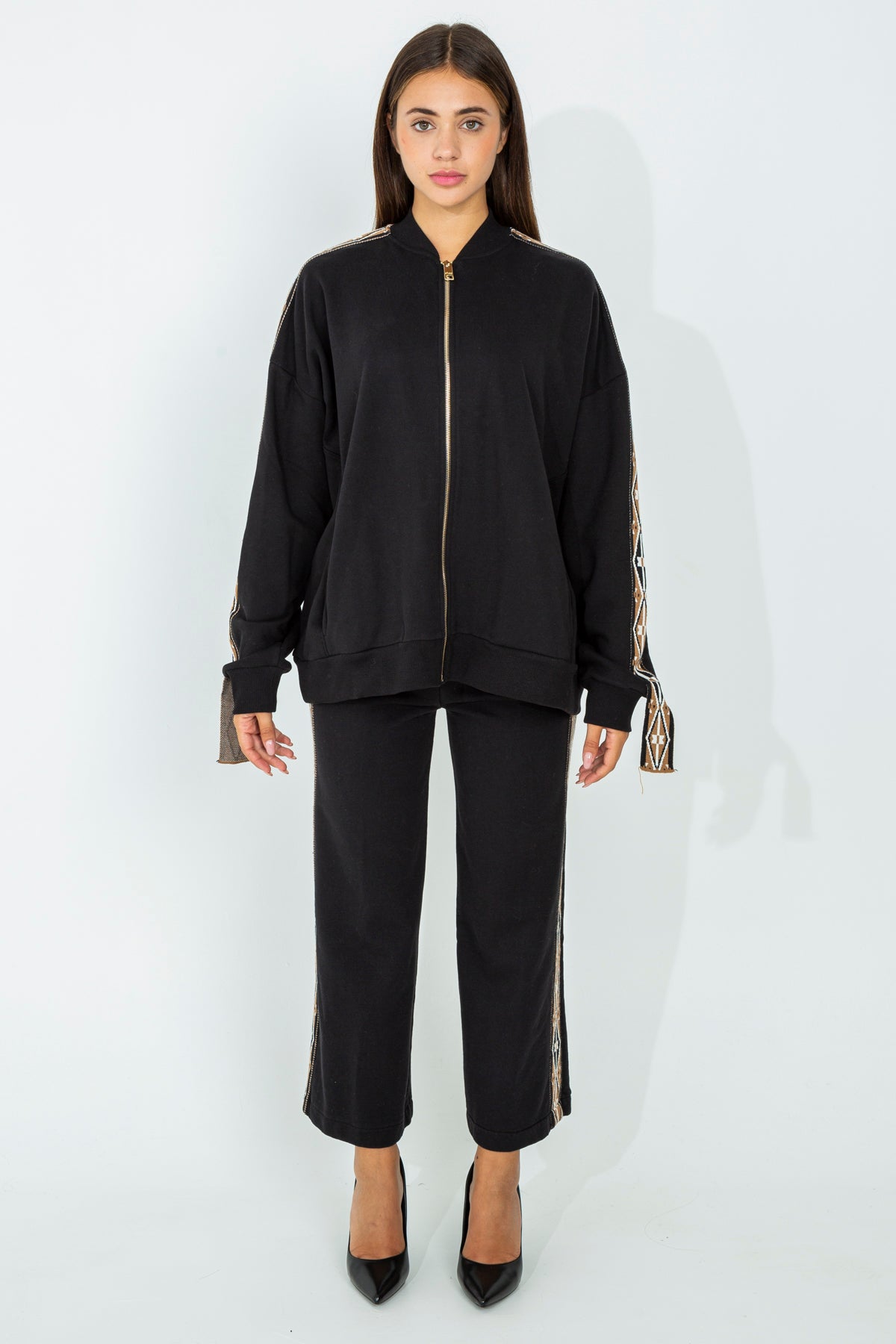 Palazzo tracksuit trousers with Aztec profile