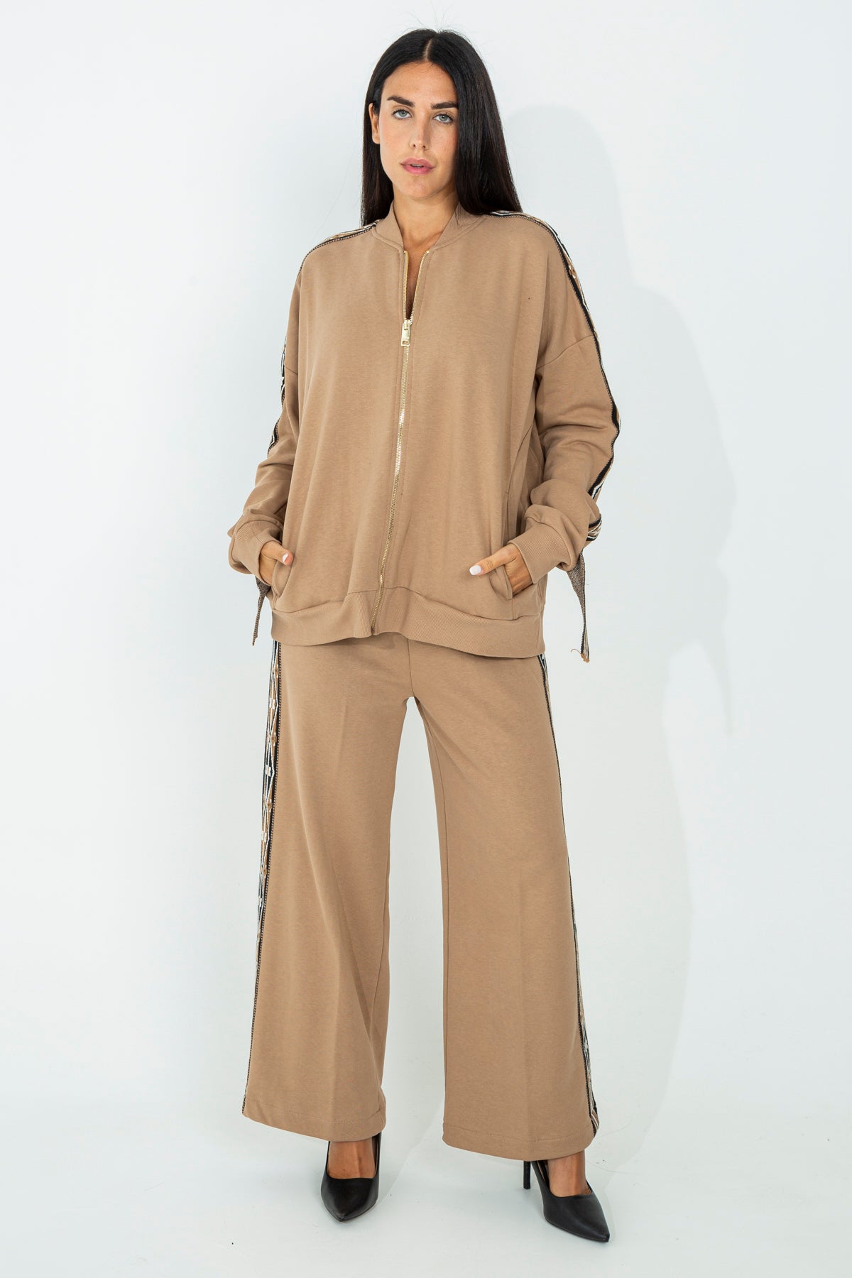 Palazzo tracksuit trousers with Aztec profile