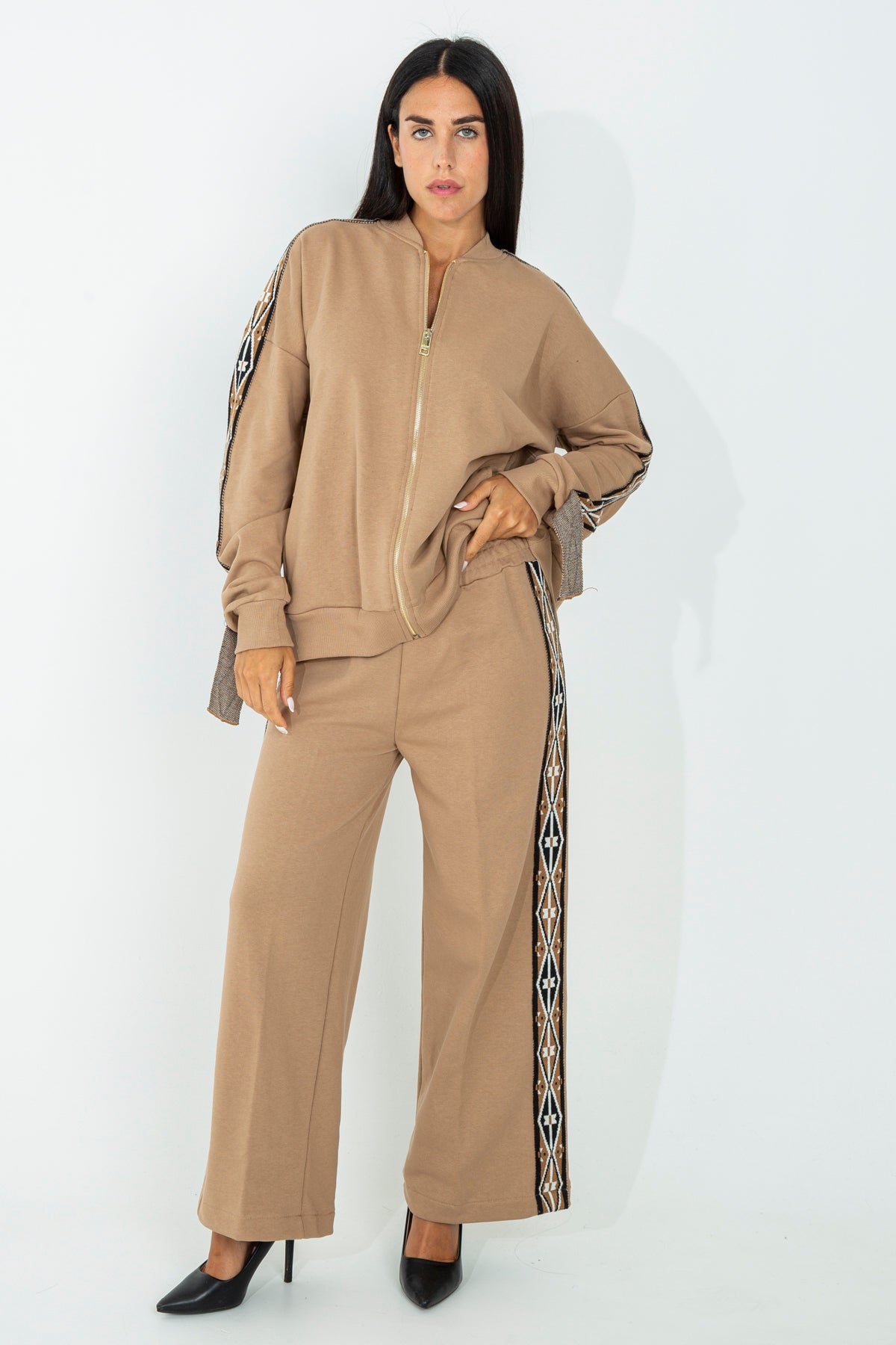 Palazzo tracksuit trousers with Aztec profile