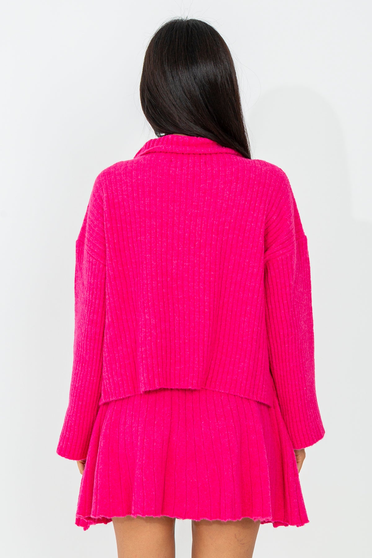 Ribbed crater neck sweater