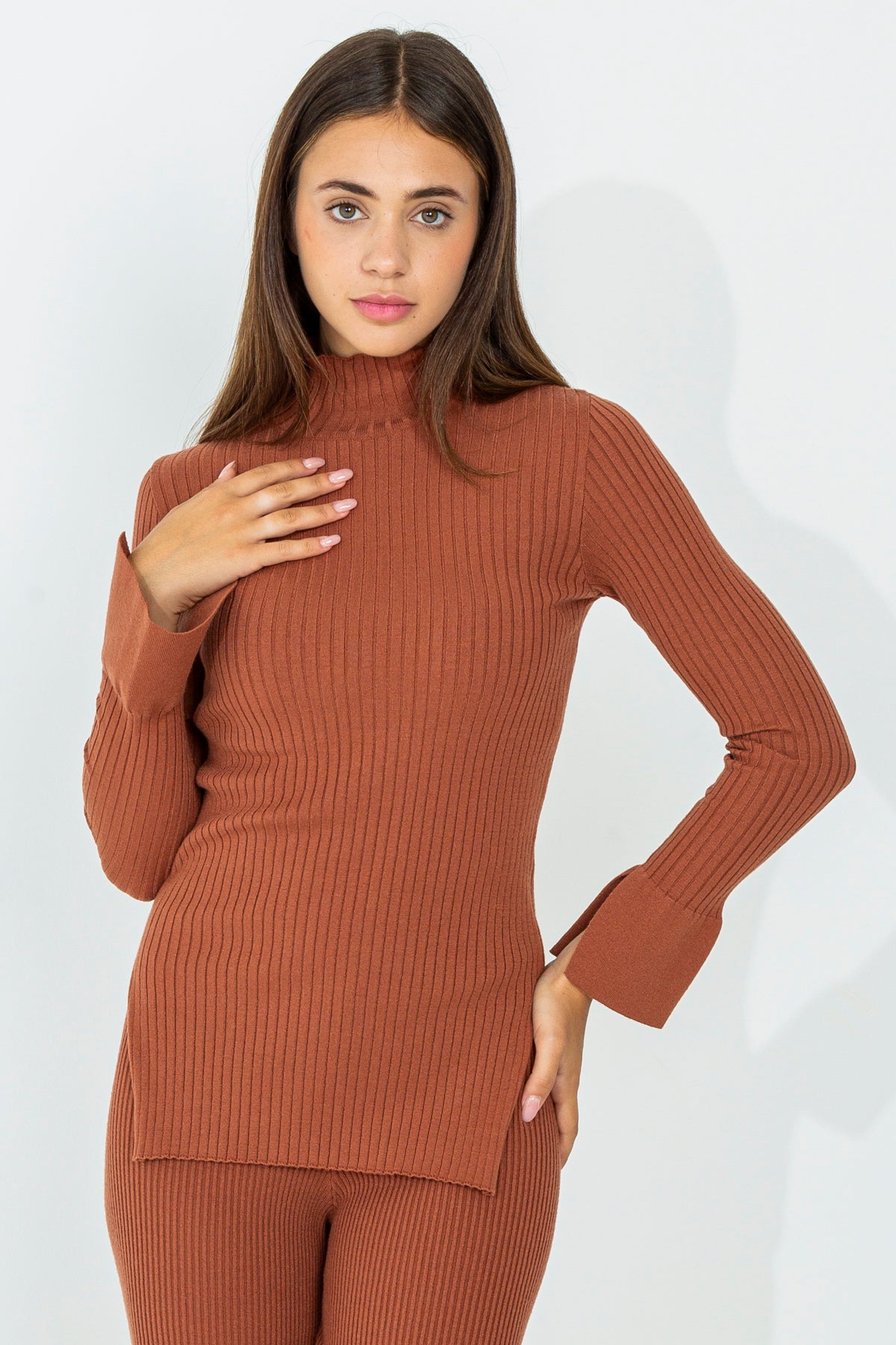 Ribbed turtleneck sweater