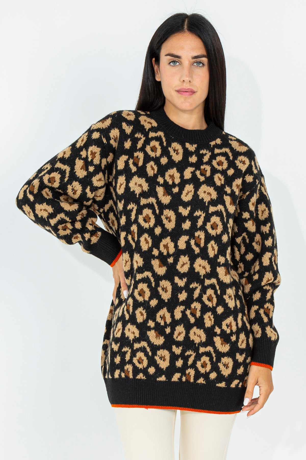 Pullover maxi animalier