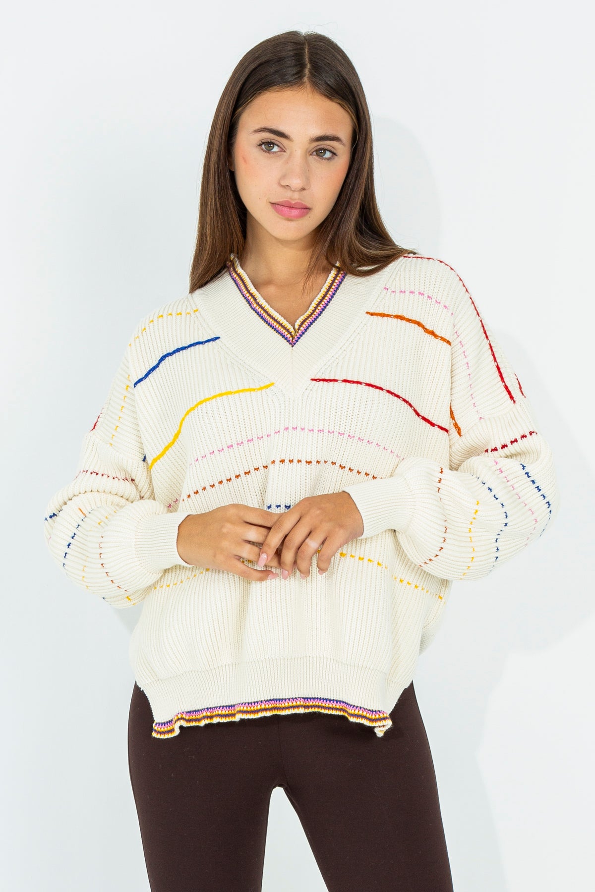 Multicolored thread sweater