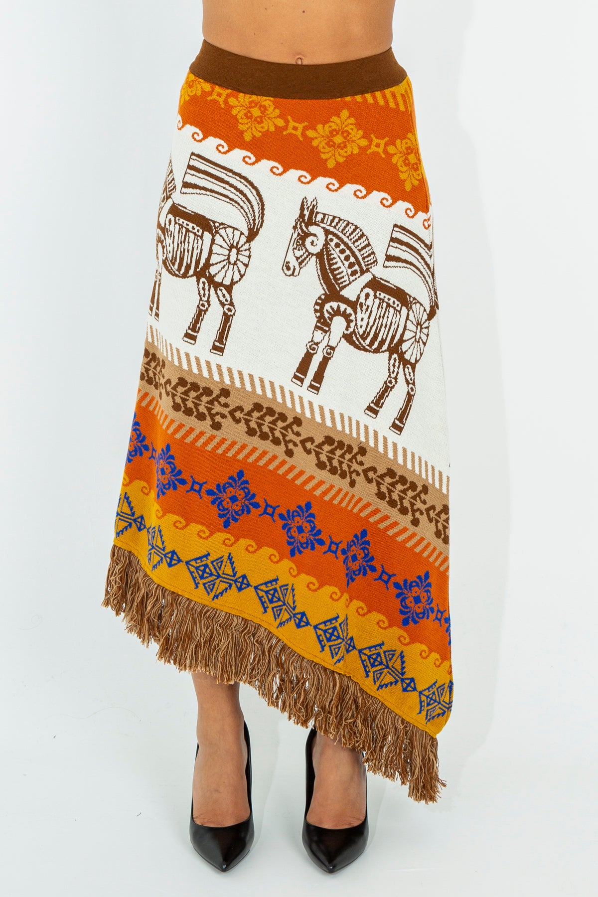 Long skirt with horse pattern