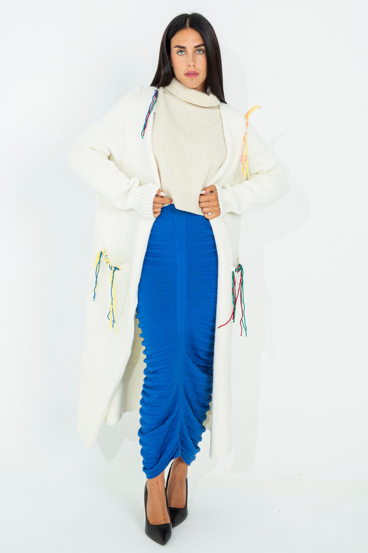 Long cardigan with akep embroidery