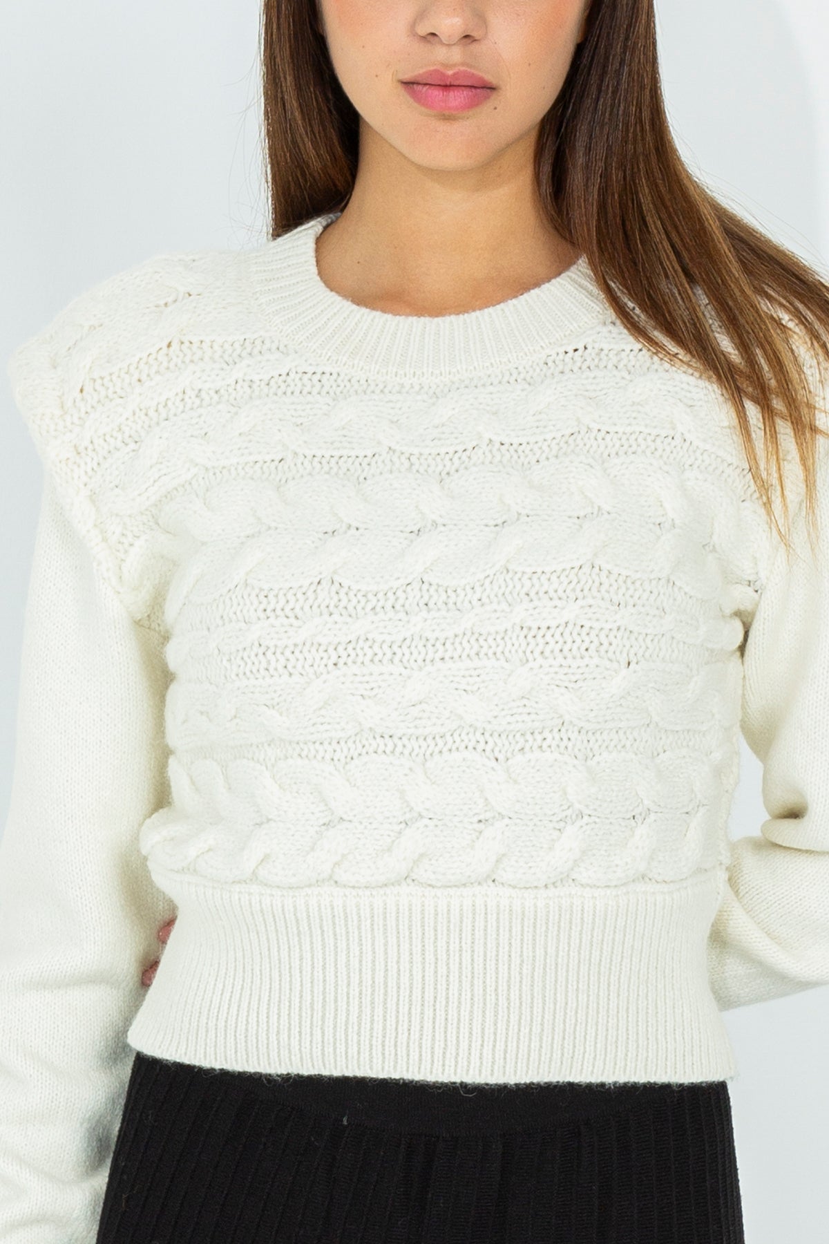 Crop sweater with cable knit