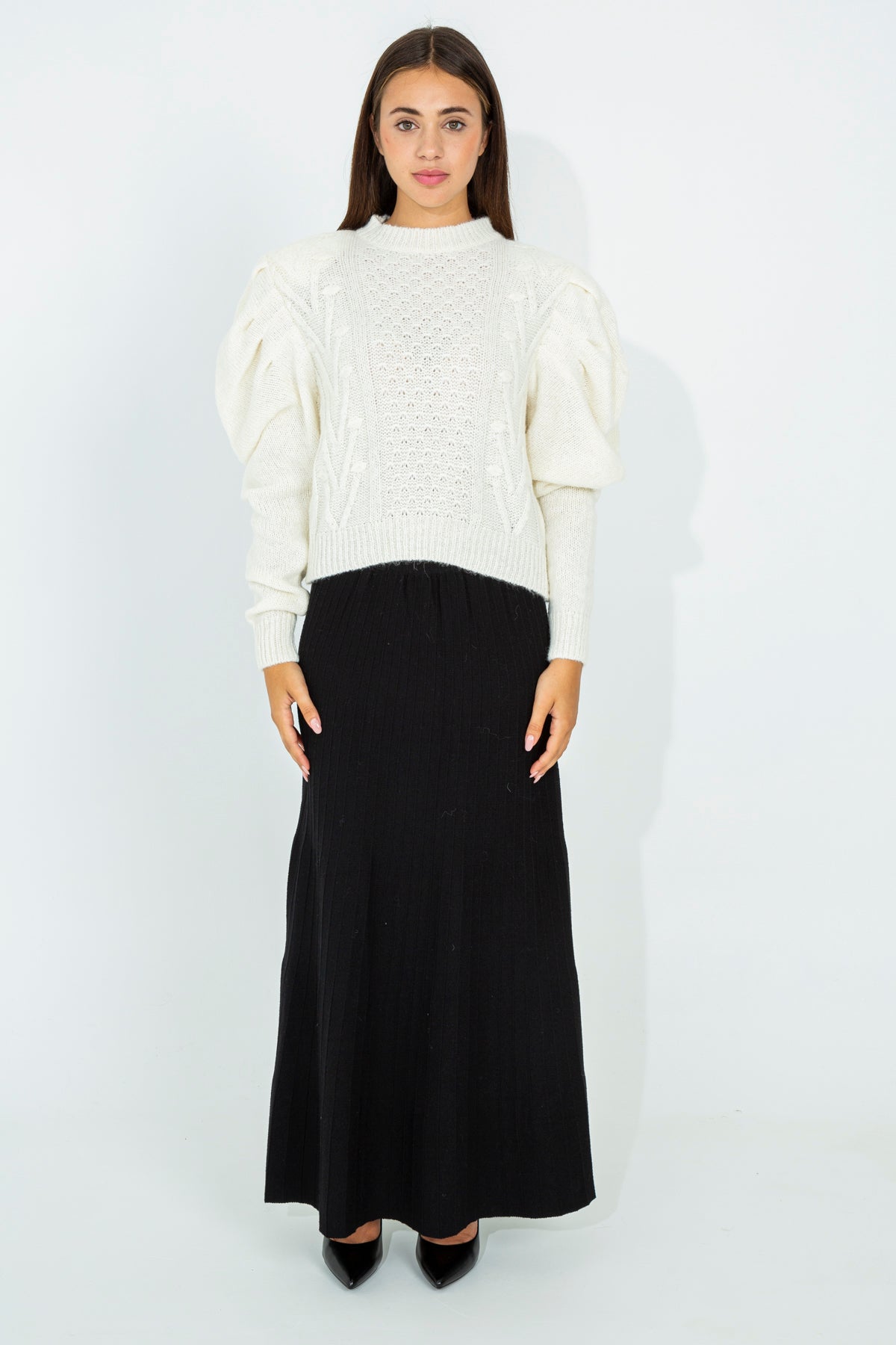 Maglia crop con maniche voluminose