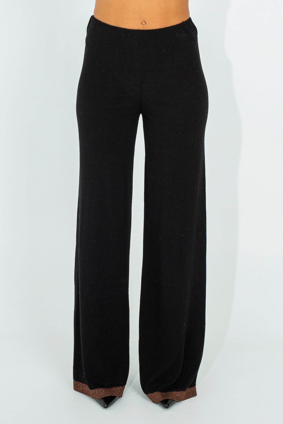 Palazzo trousers with lurex detail