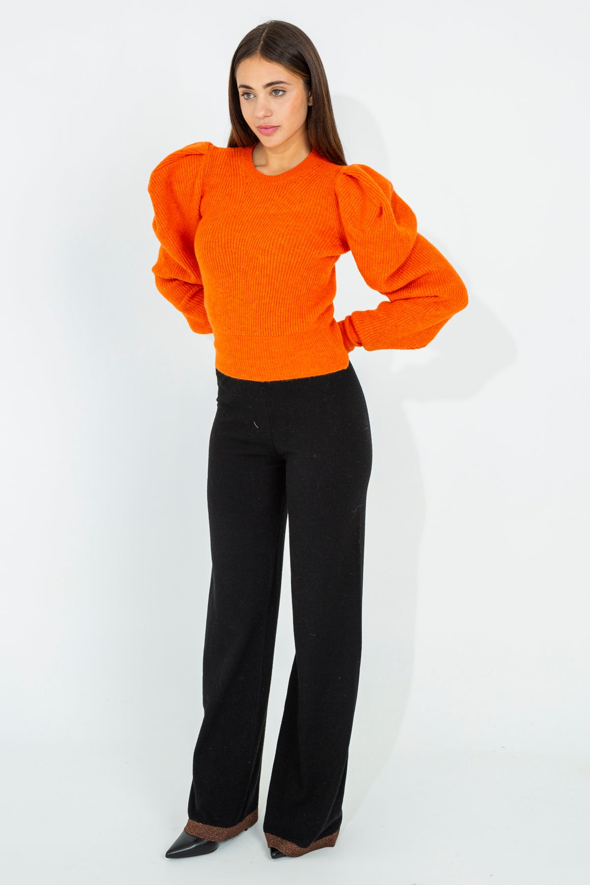 Palazzo trousers with lurex detail