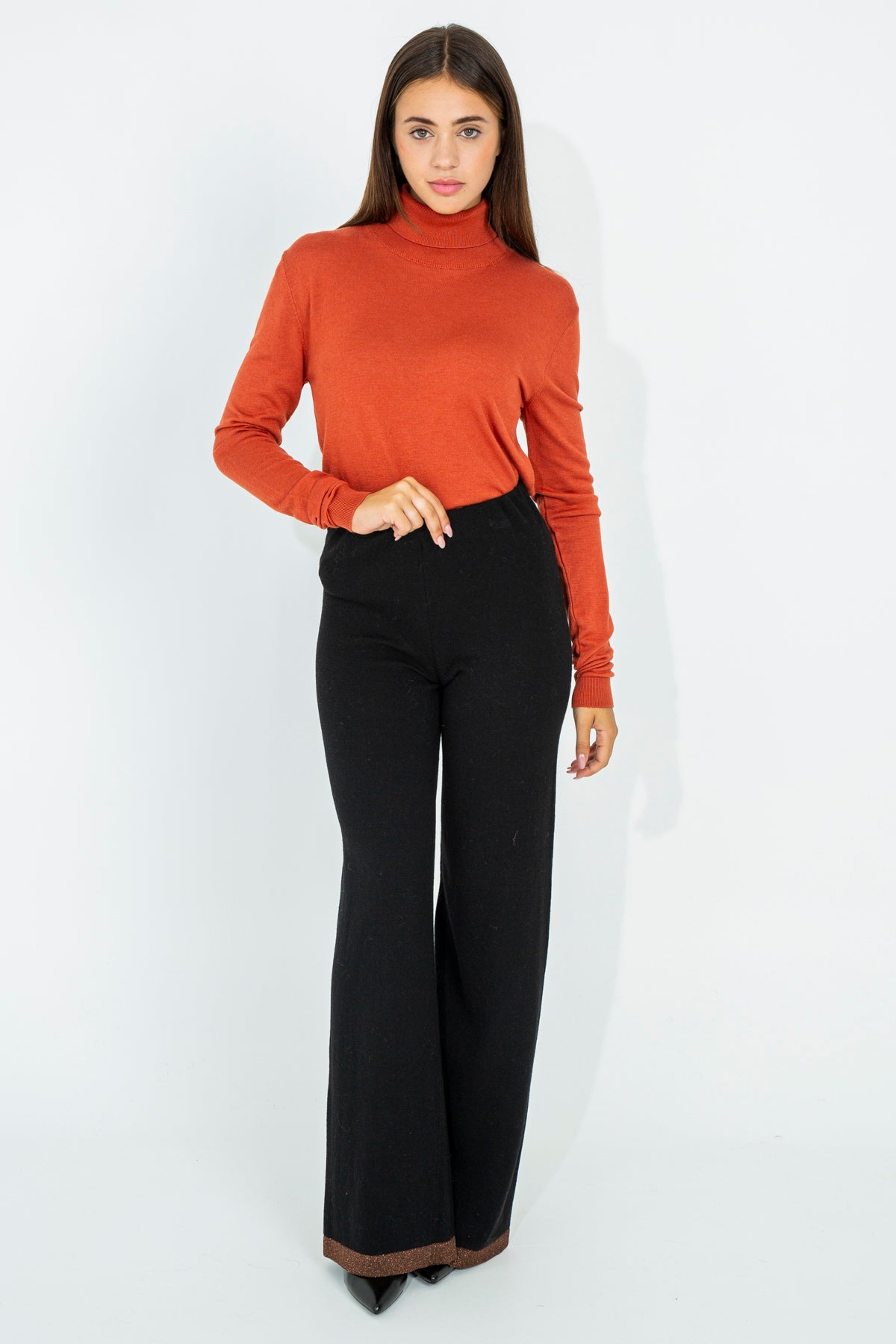 Palazzo trousers with lurex detail