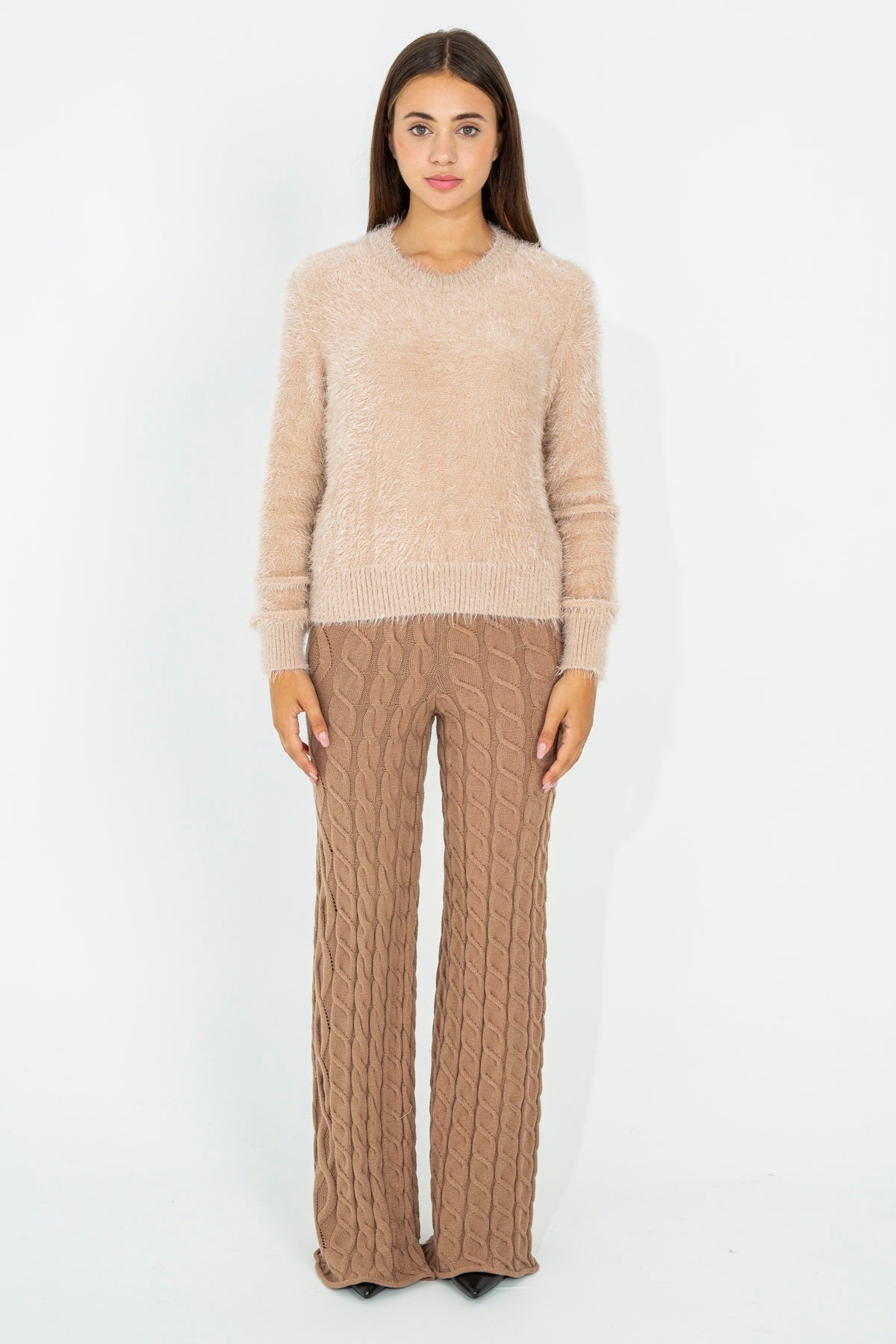 Cable knit trousers