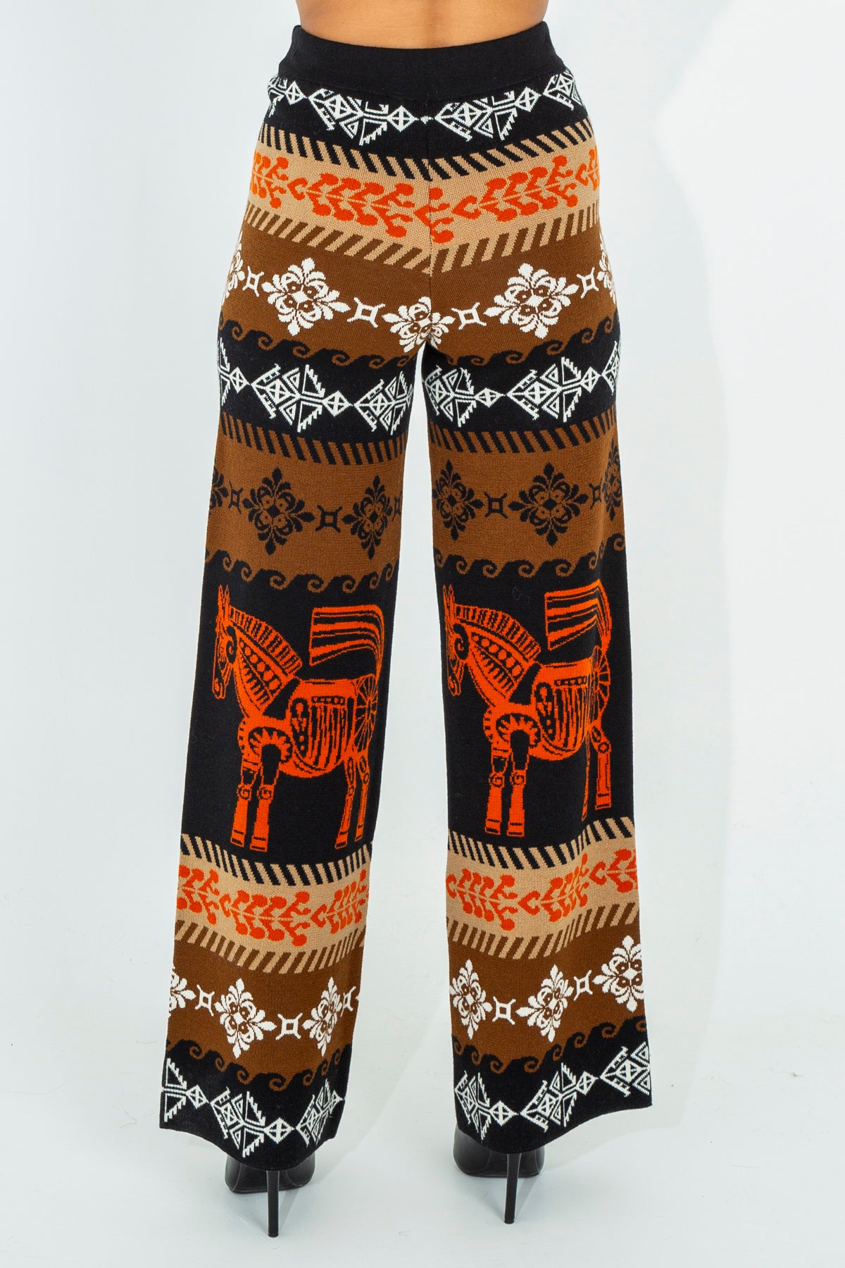 Palazzo trousers with horse pattern