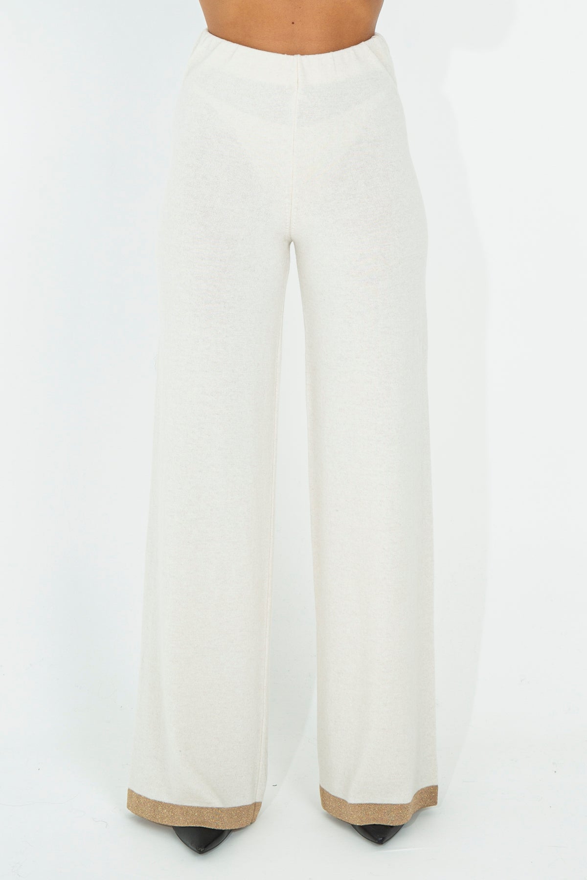 Palazzo trousers with lurex detail