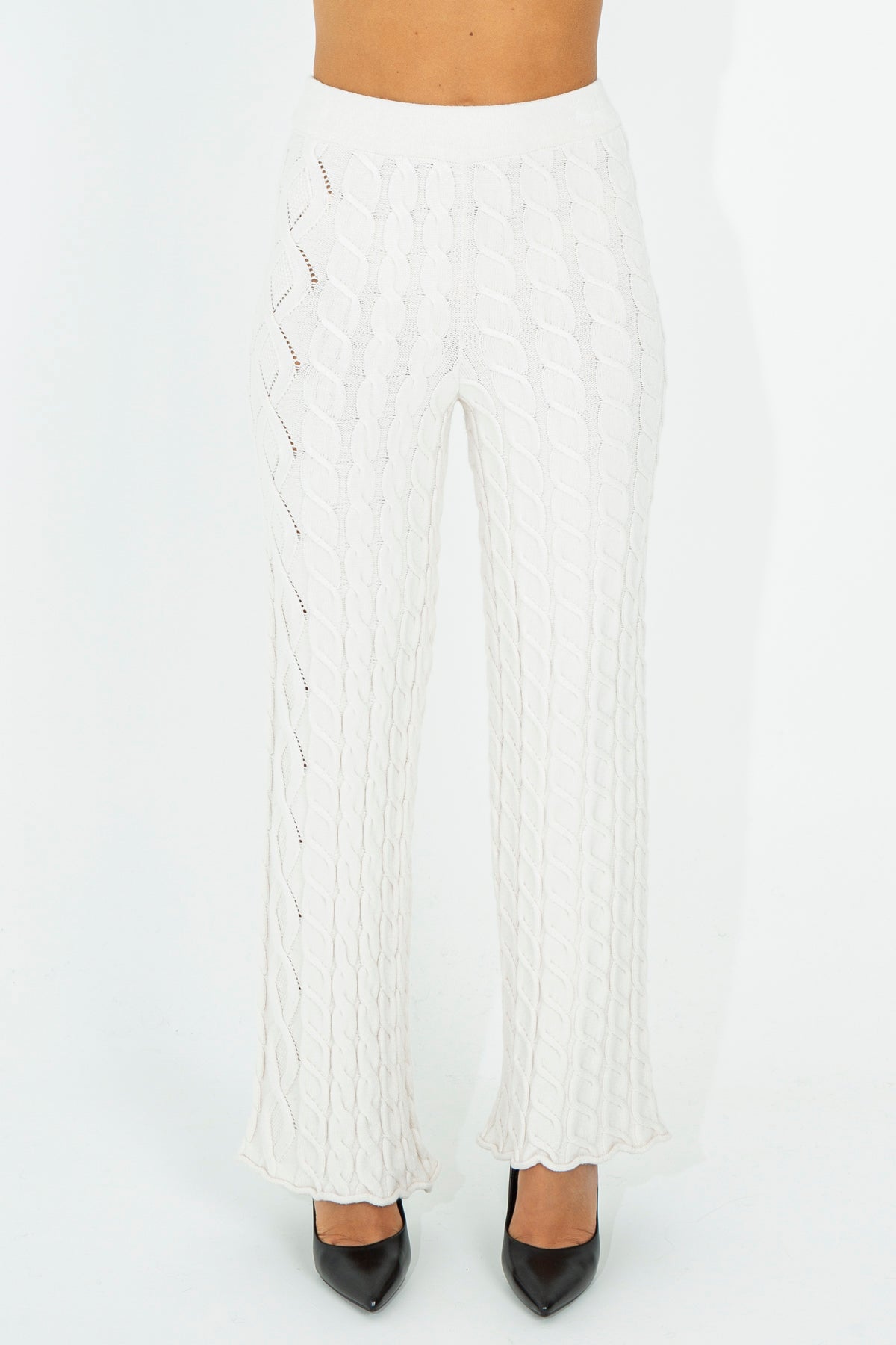 Cable knit trousers